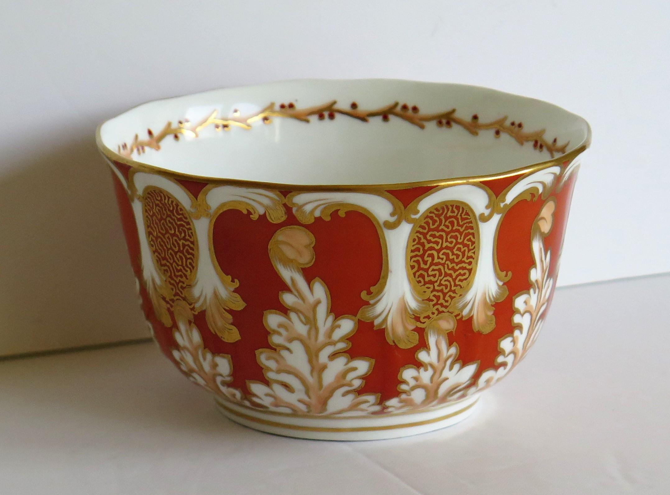 Hand-Painted Davenport Porcelain Bowl in Pattern 2144 Fully Marked to Base, English, 1845