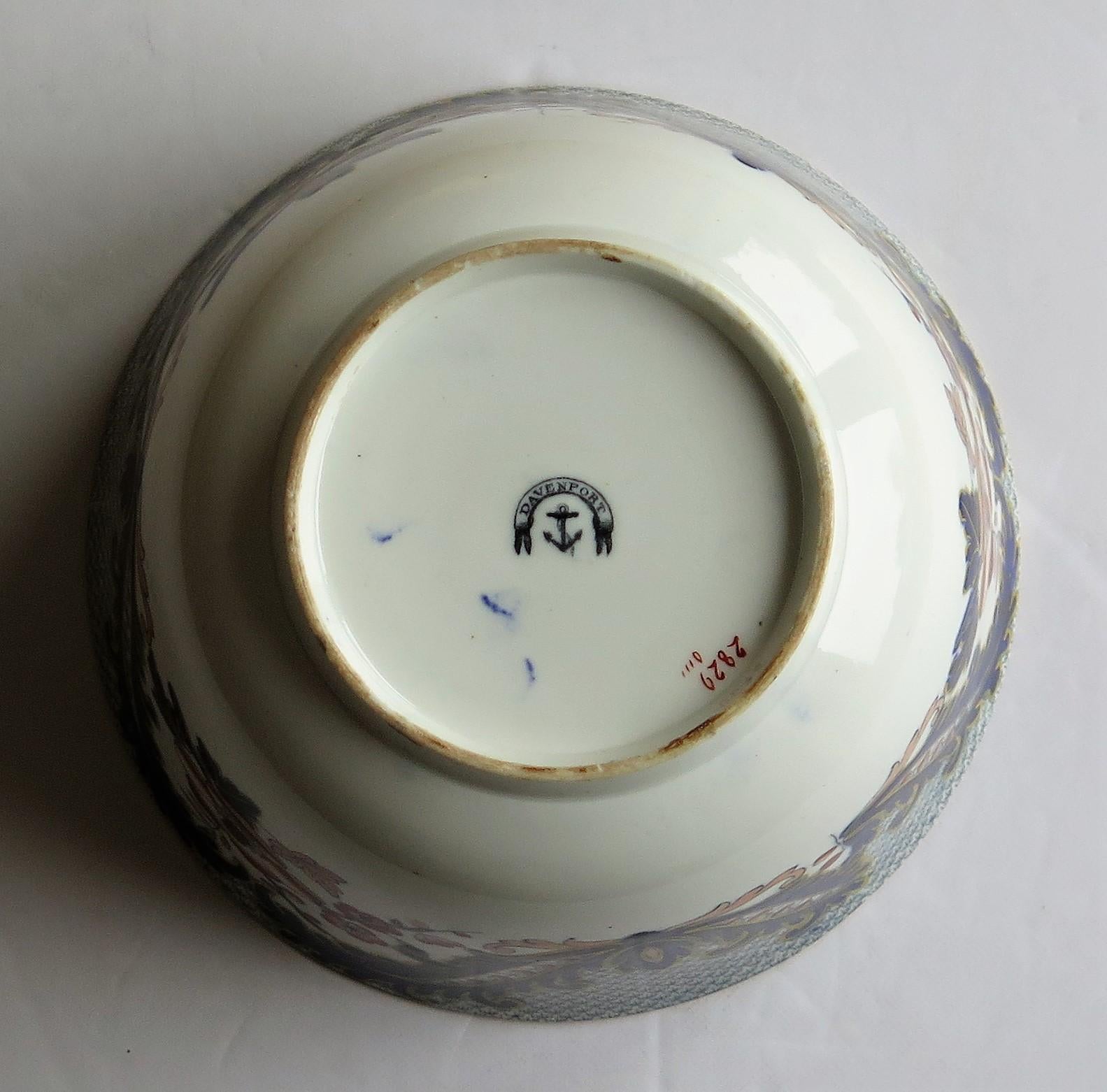 Davenport Porcelain Bowl in Pattern 2829 Fully Marked to Base, English, 1860 10