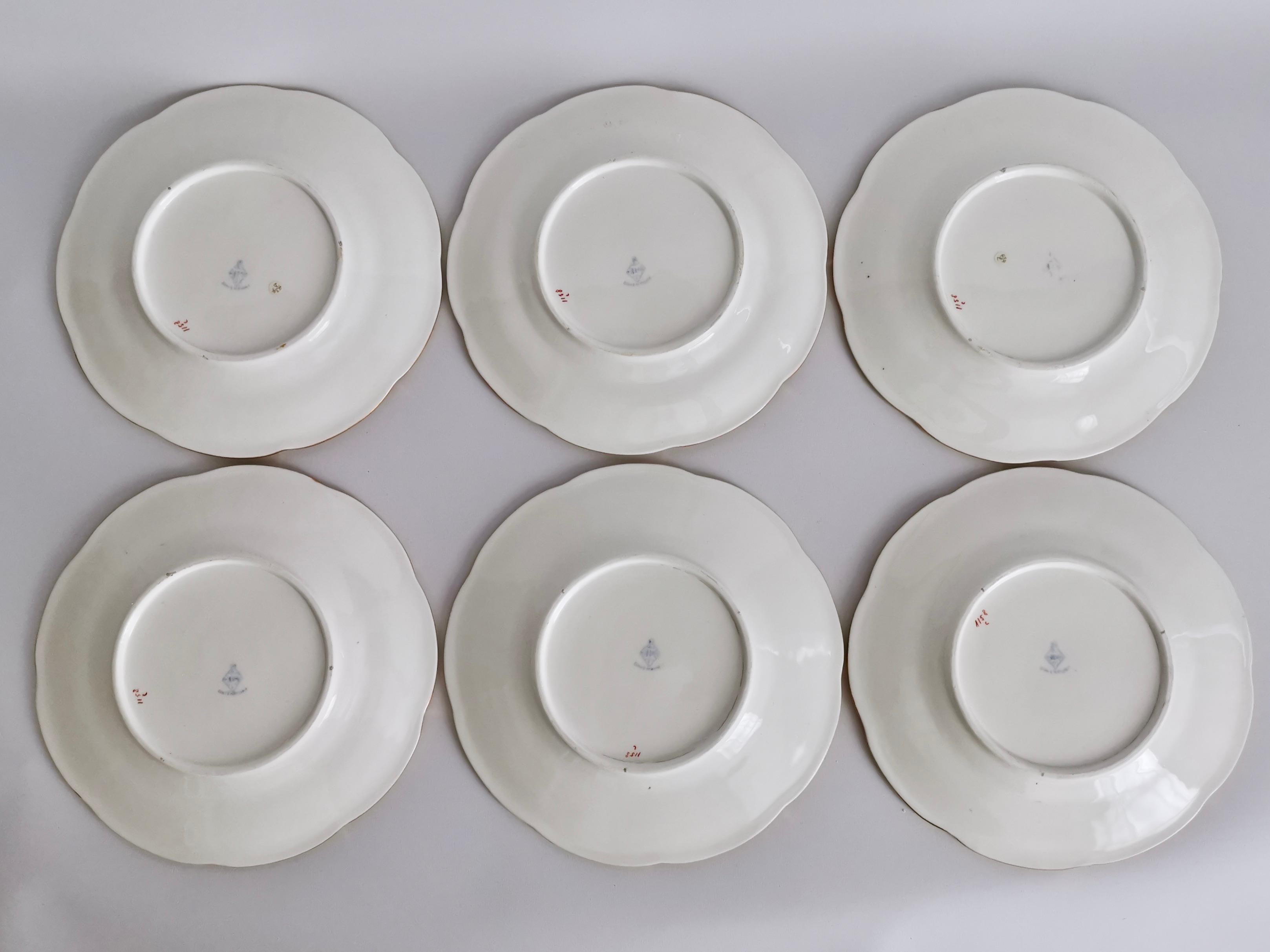 Davenport Porcelain Dessert Service, White, Handpainted Fruits, Victorian 1869 9