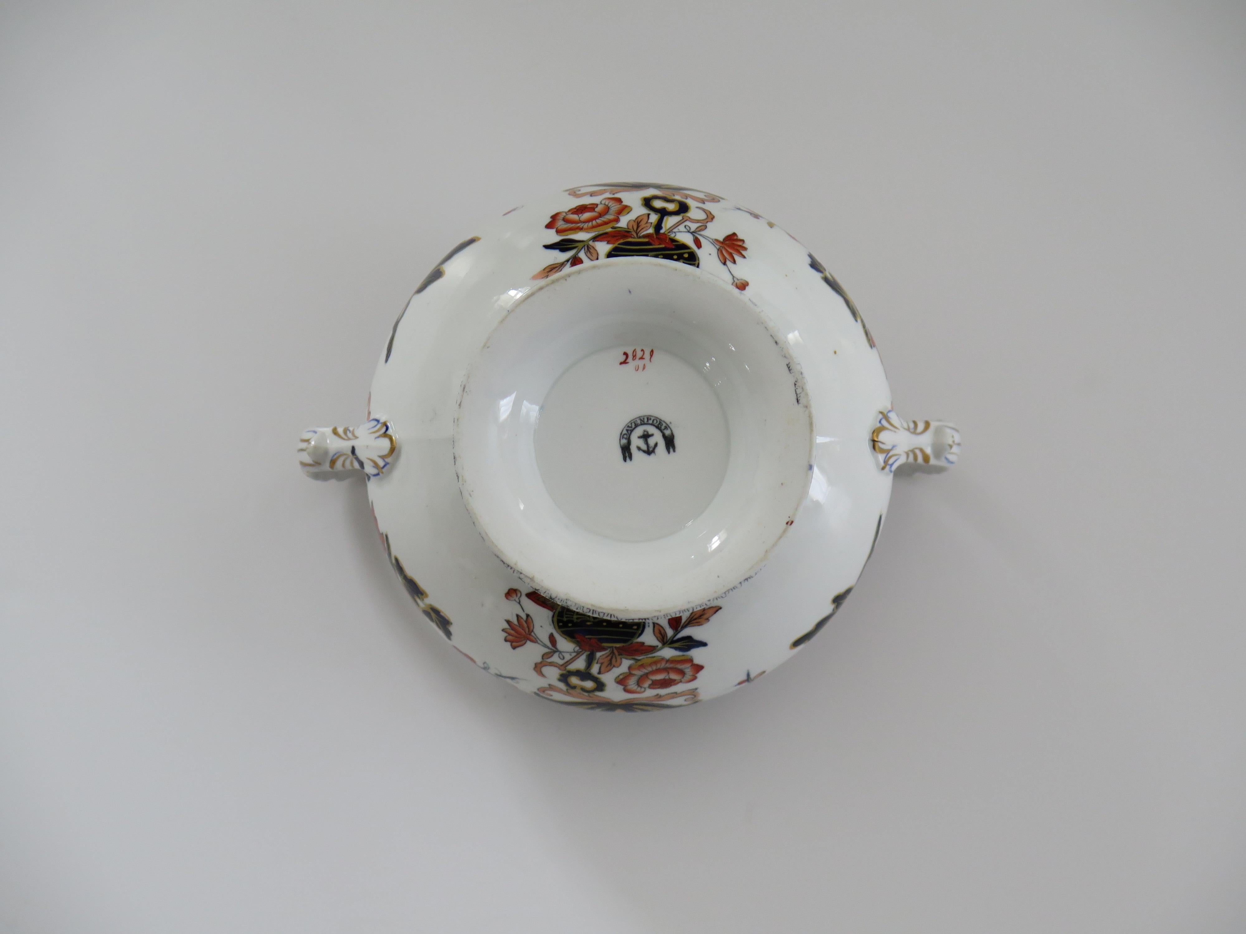 Cuenco con tapa de porcelana Davenport, patrón 2829 Chinoiserie, inglés 1860 en venta 10