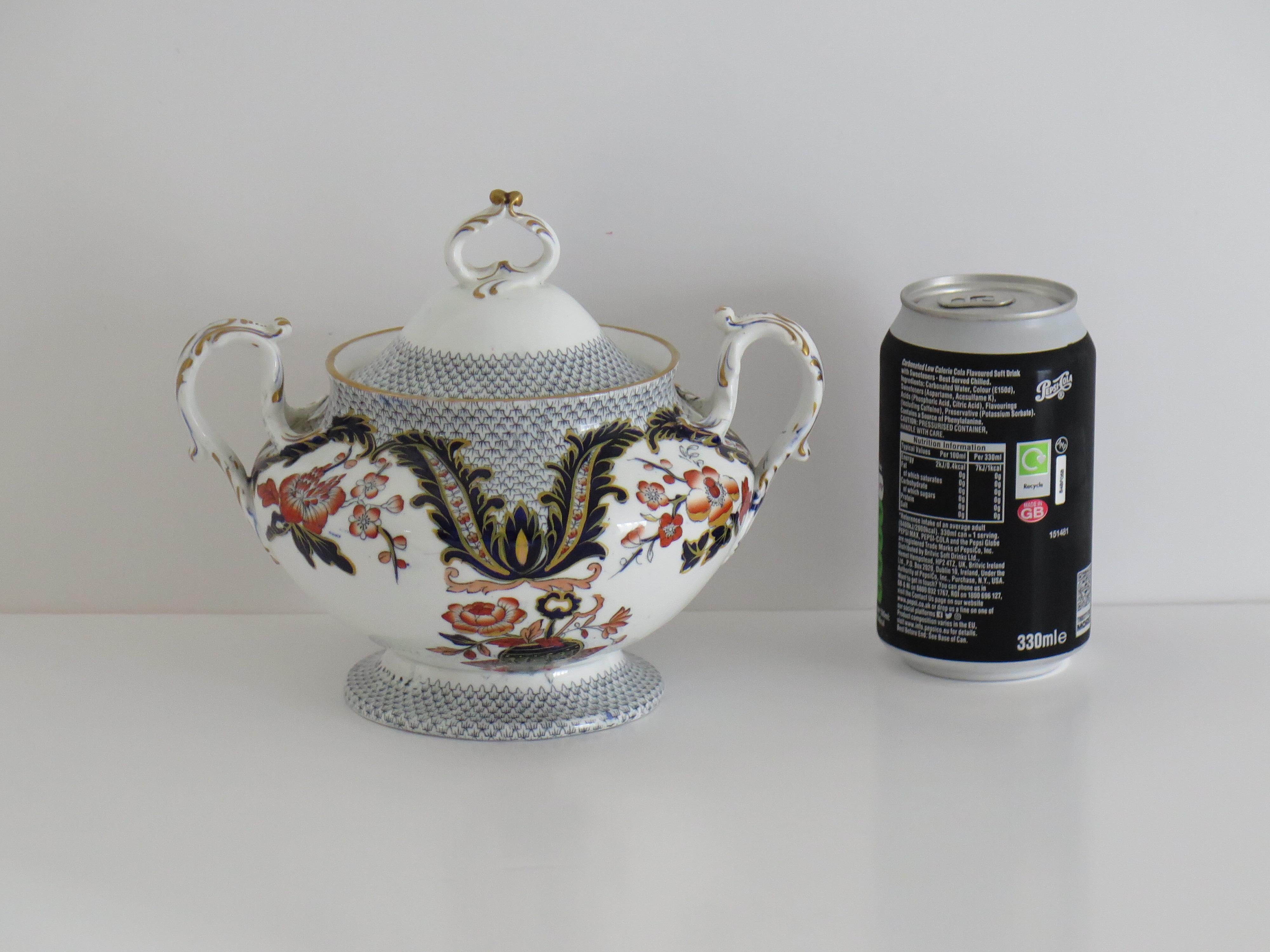Cuenco con tapa de porcelana Davenport, patrón 2829 Chinoiserie, inglés 1860 en venta 13