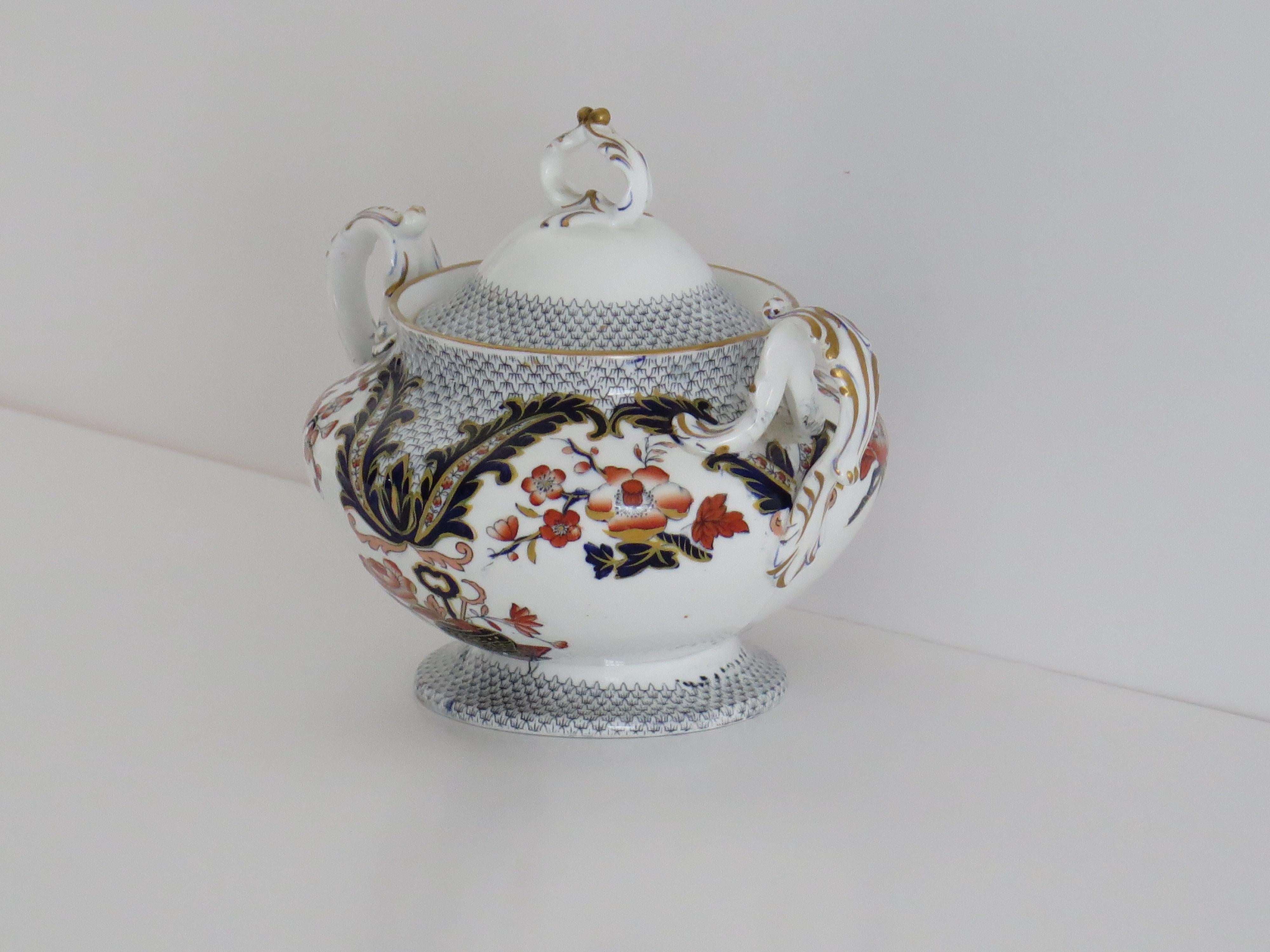 Cuenco con tapa de porcelana Davenport, patrón 2829 Chinoiserie, inglés 1860 siglo XIX en venta