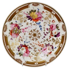Davenport Porzellanteller:: vergoldet und handgemalte Blumen:: Regency um 1820