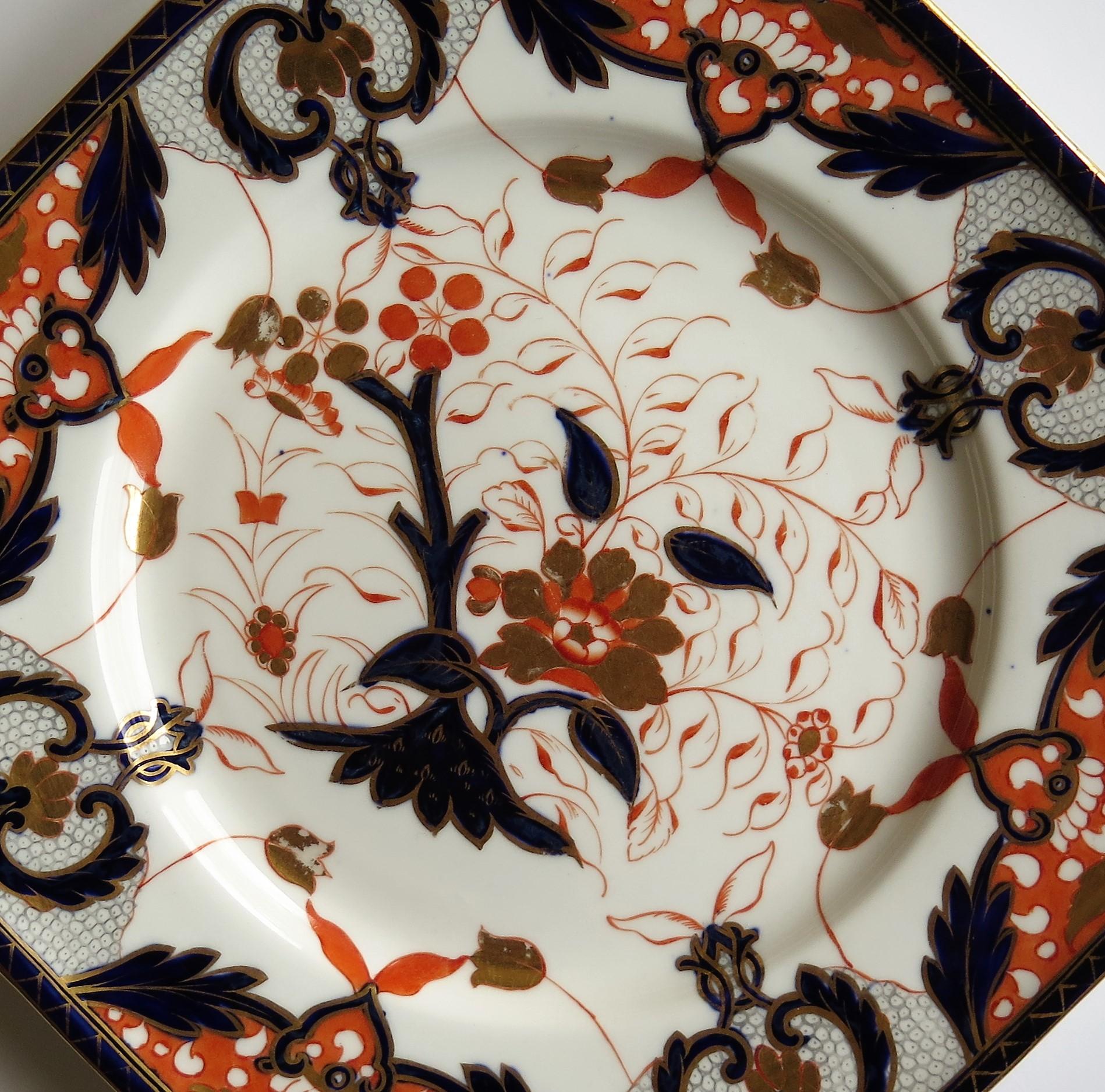Davenport Porcelain Plate Hand Painted and Gilded Pattern, England Circa 1875 1