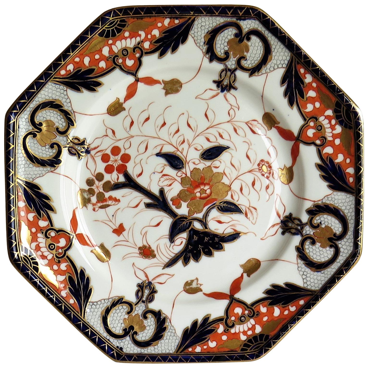 Davenport Porcelain Plate Hand Painted and Gilded Pattern, England Circa 1875