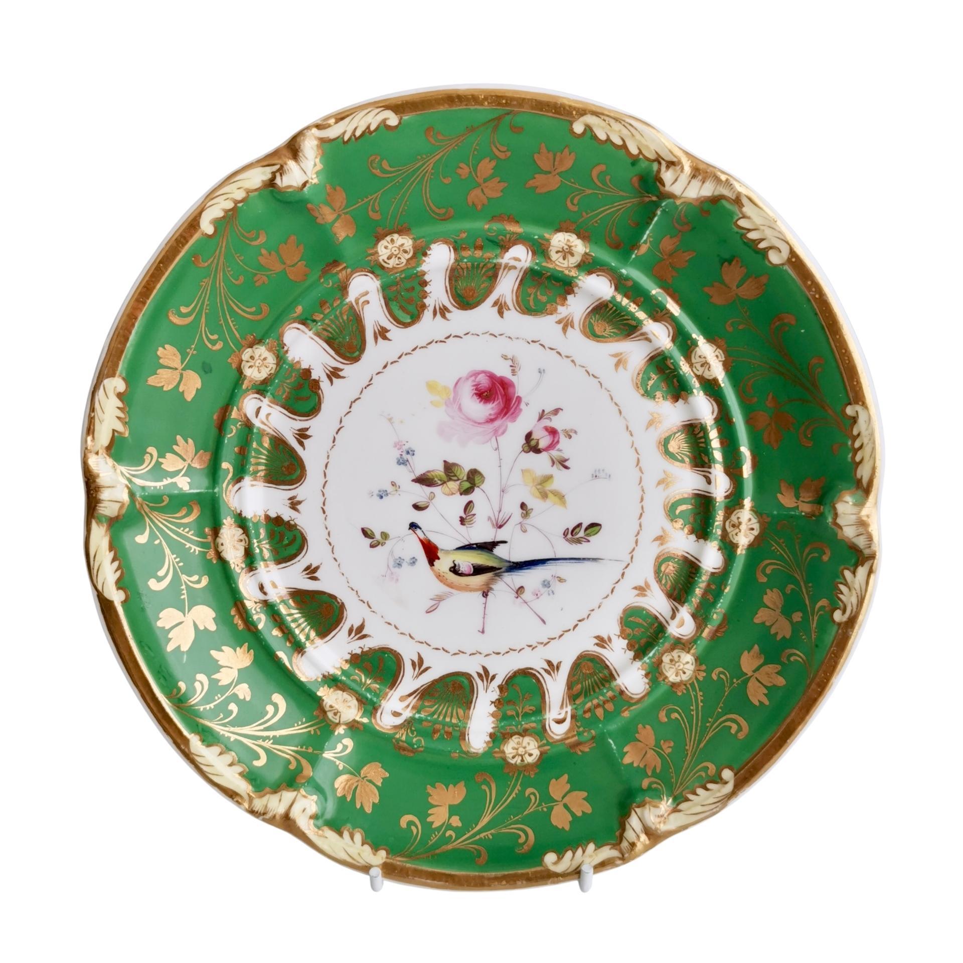 Mid-19th Century Davenport Porcelain Plate / Stand, White with Sèvres Style Birds, 1830-1837