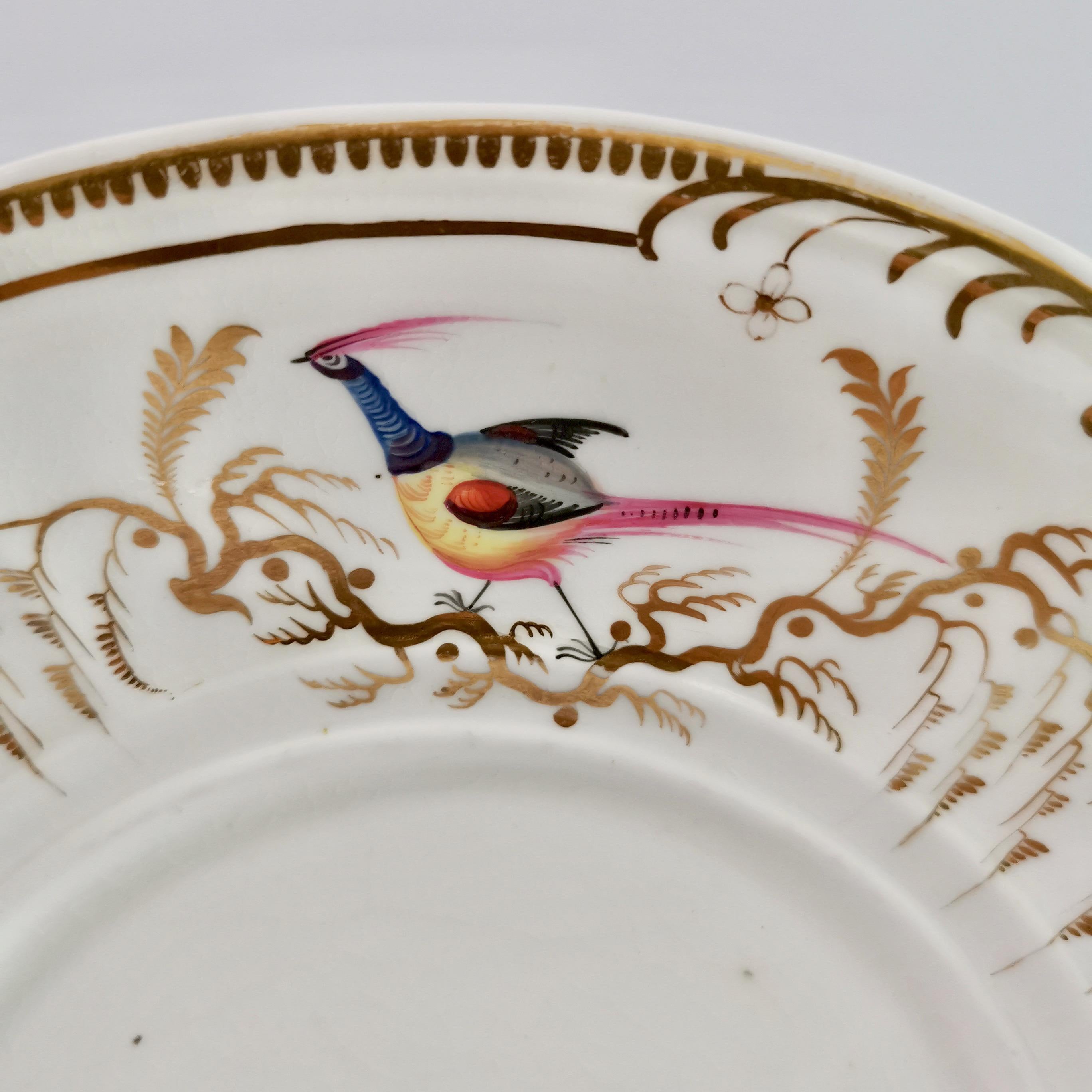 Regency Davenport Porcelain Plate / Stand, White with Sèvres Style Birds, 1830-1837