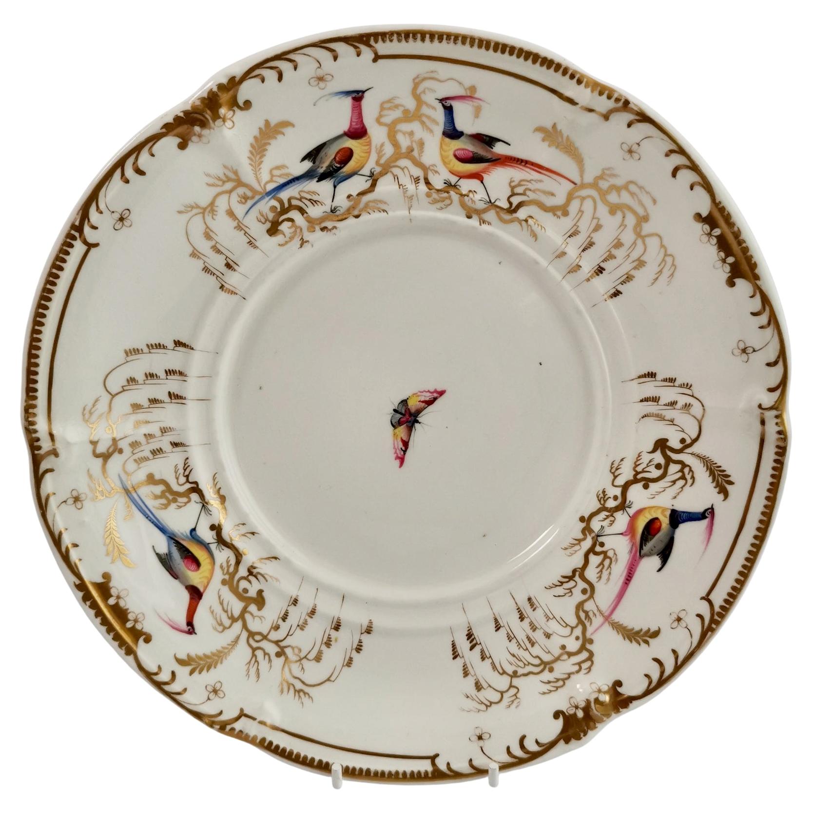 Davenport Porcelain Plate / Stand, White with Sèvres Style Birds, 1830-1837
