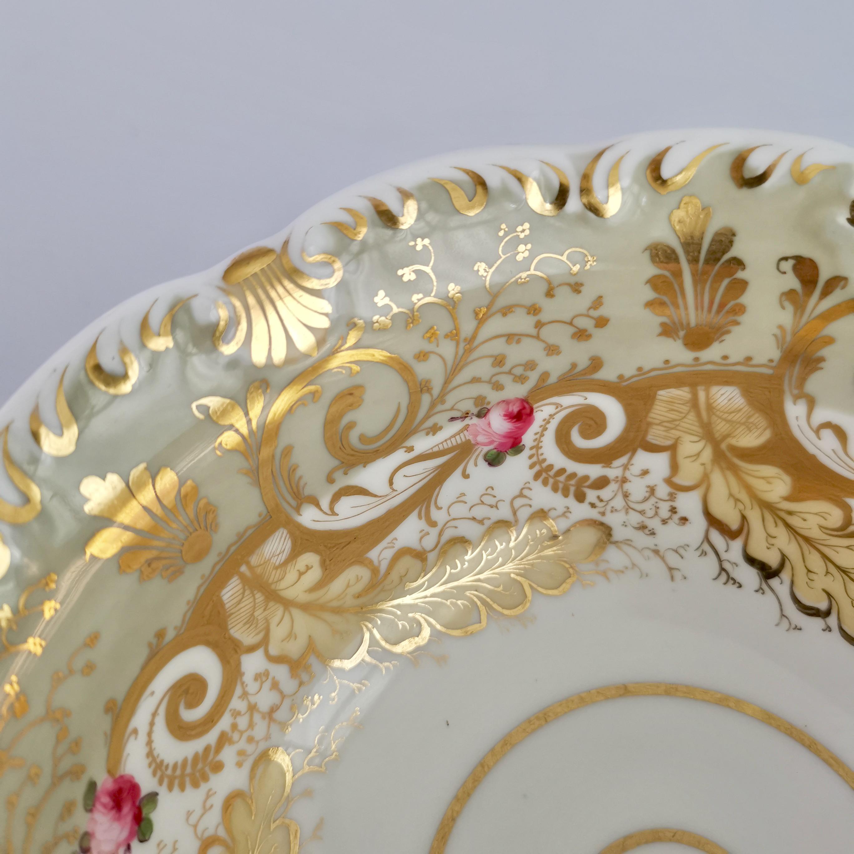 Davenport Porcelain Slop Bowl, Grey, Gilt and Roses, Rococo Revival, circa 1835 1