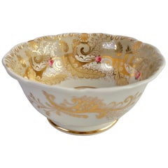 Antique Davenport Porcelain Slop Bowl, Grey, Gilt and Roses, Rococo Revival, circa 1835