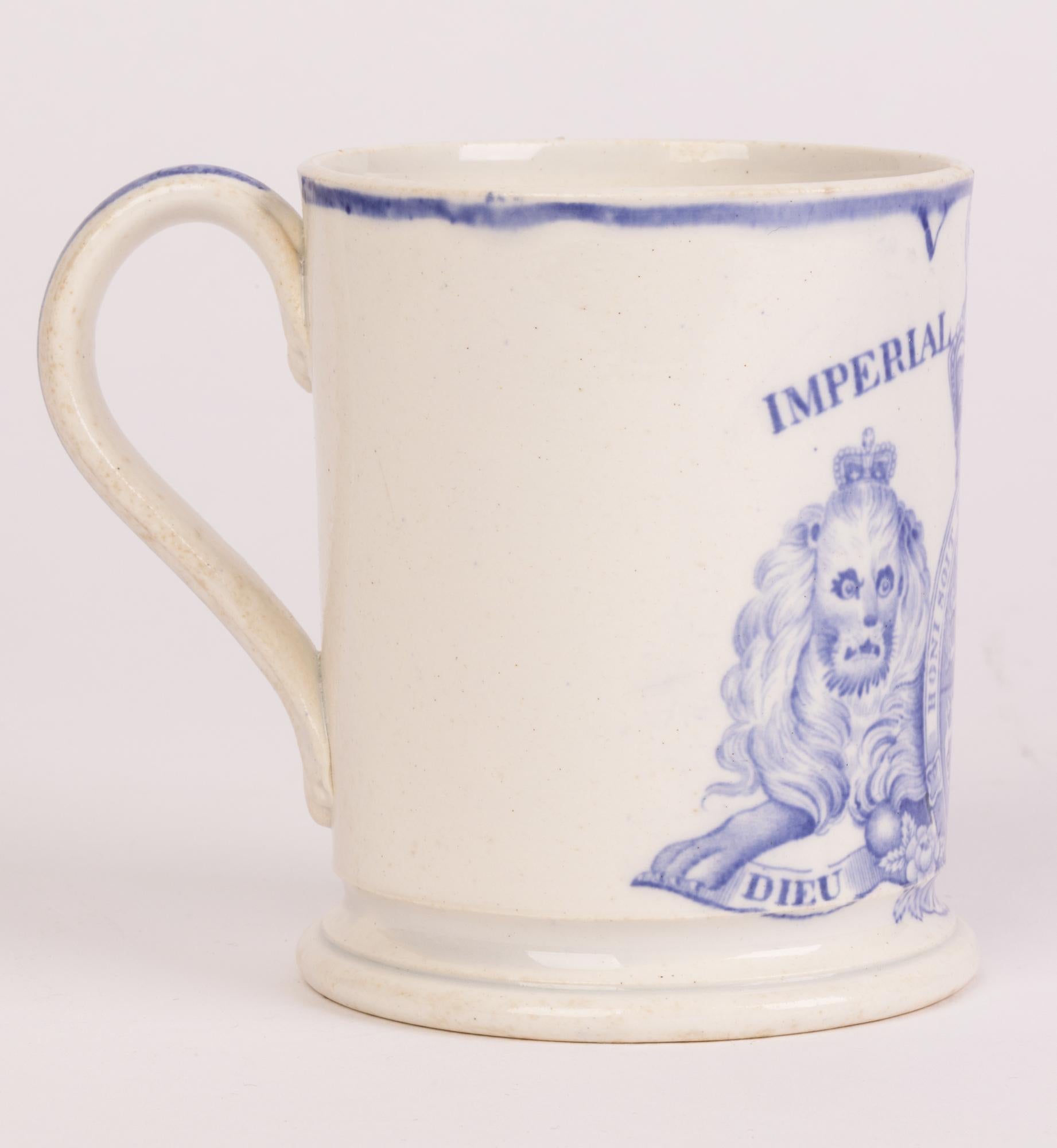 Davenport Rare Early Victorian Imperial Measure Printed Pottery Mug  3