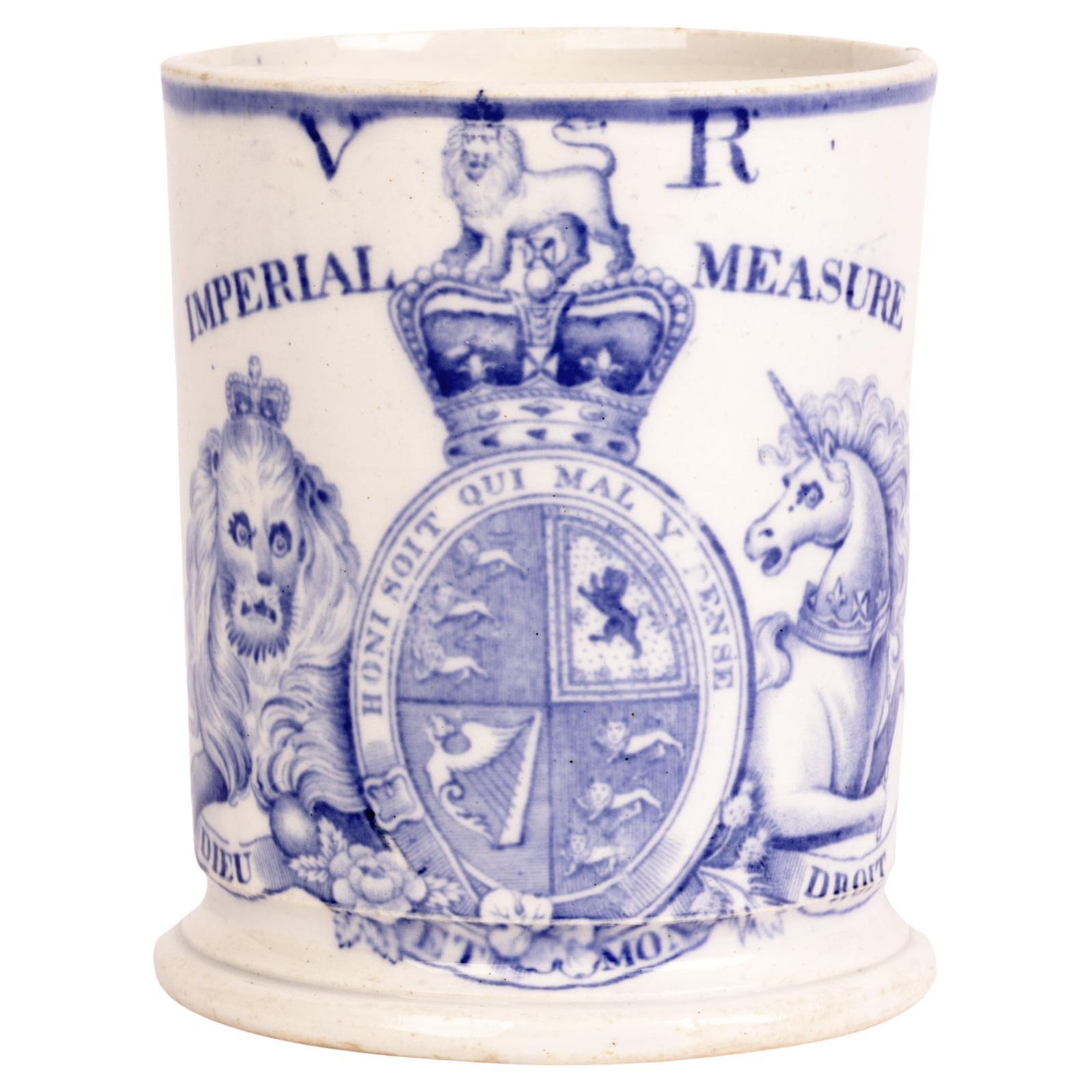 Davenport Rare Early Victorian Imperial Measure Printed Pottery Mug 