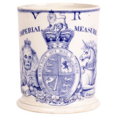 Davenport Rare Early Victorian Imperial Measure Printed Pottery Mug