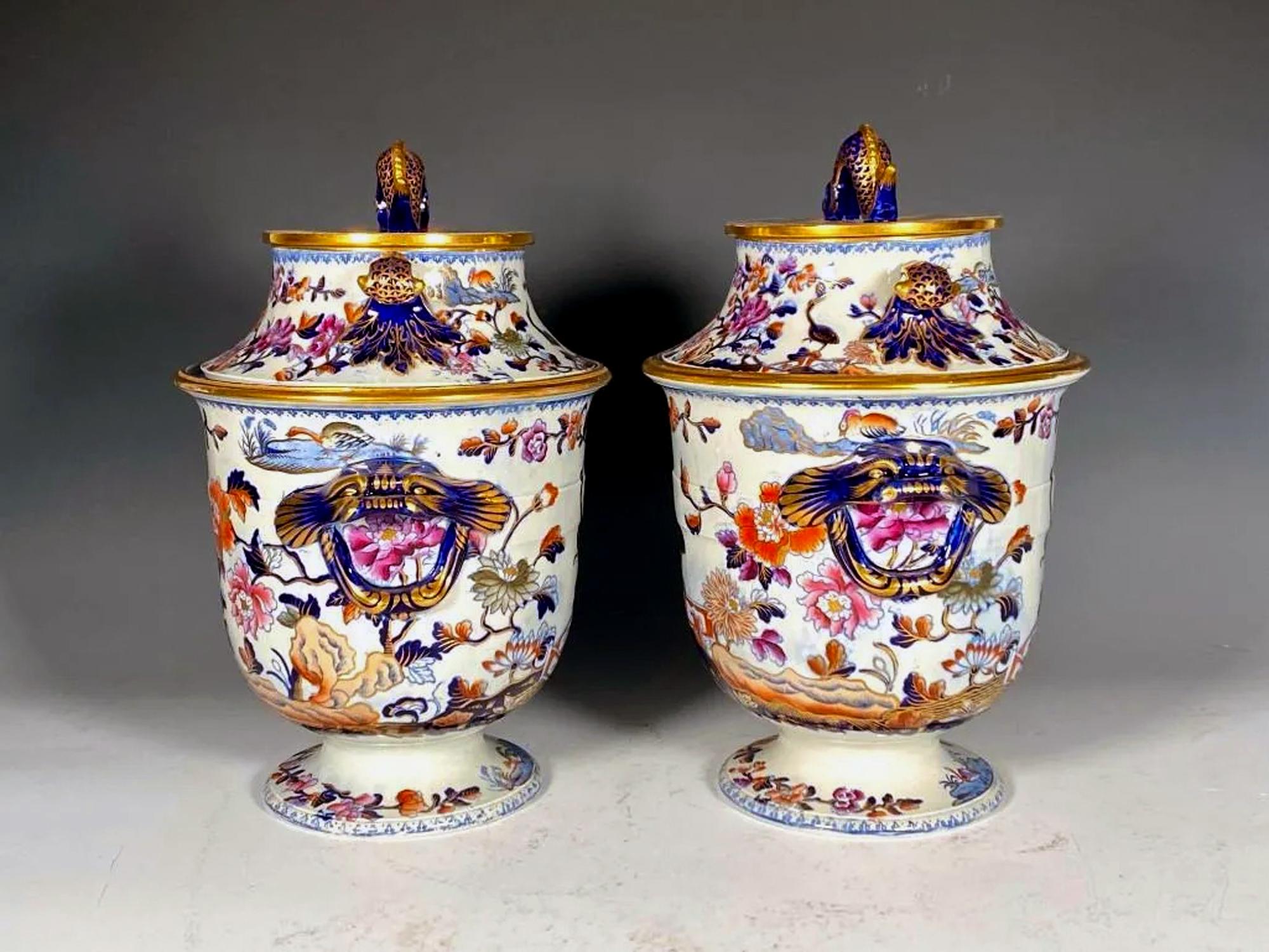 Regency Davenport Stone China Chinoiserie Fruit Coolers in 