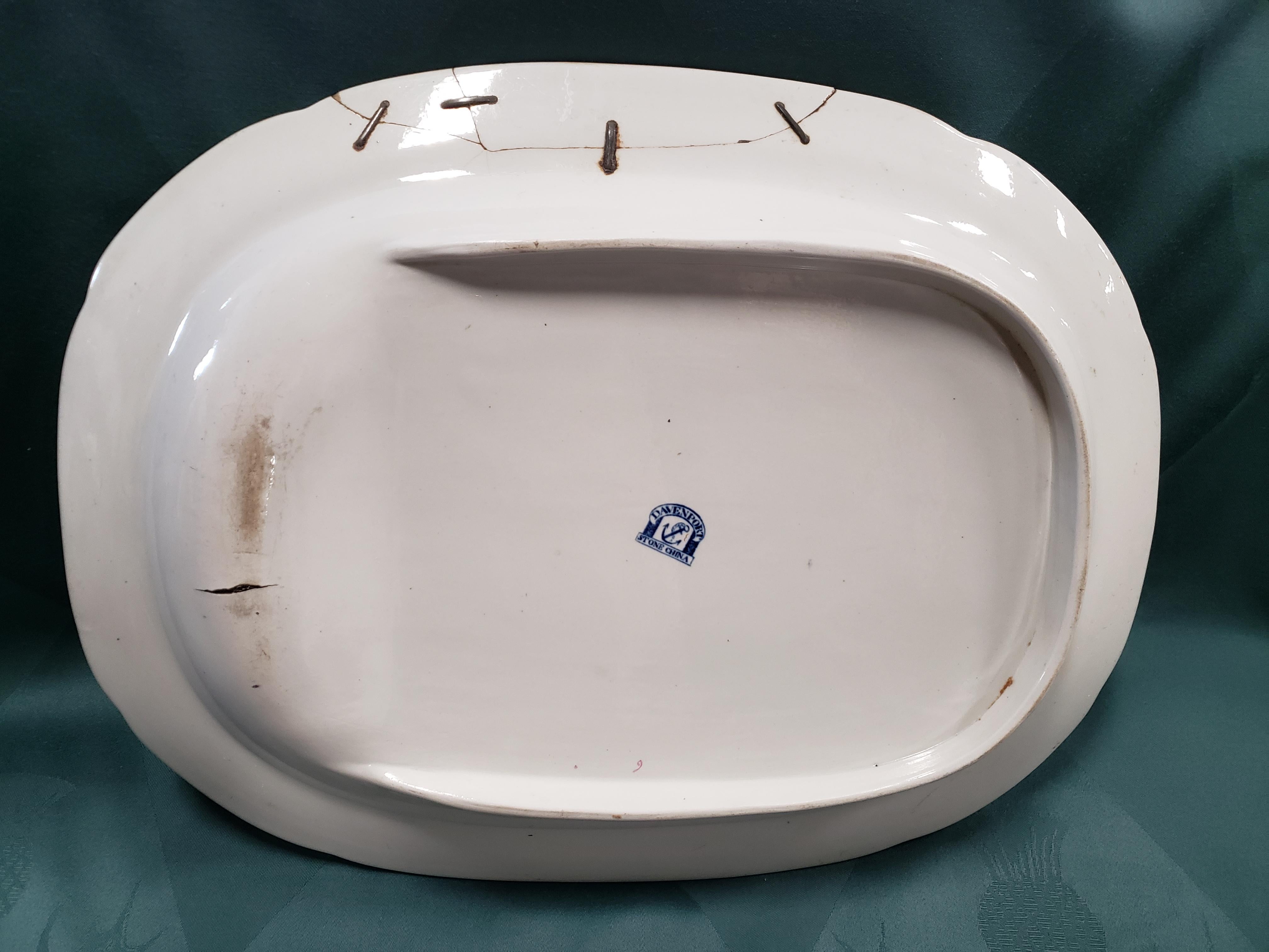 Regency Davenport Stone China Meat Platter with Drain Plate For Sale