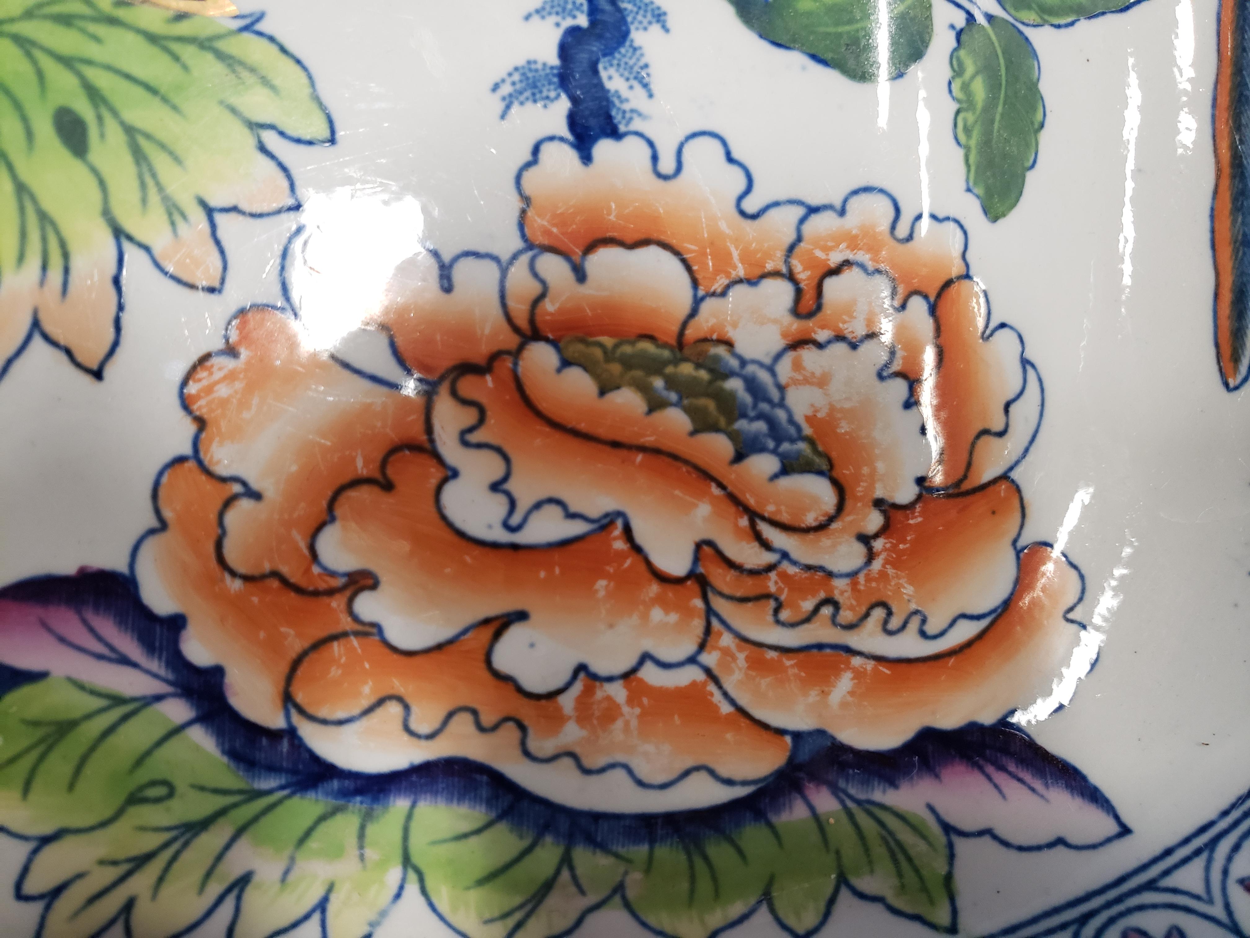Davenport Stone China Meat Platter with Drain Plate In Fair Condition For Sale In Pawleys Island, SC