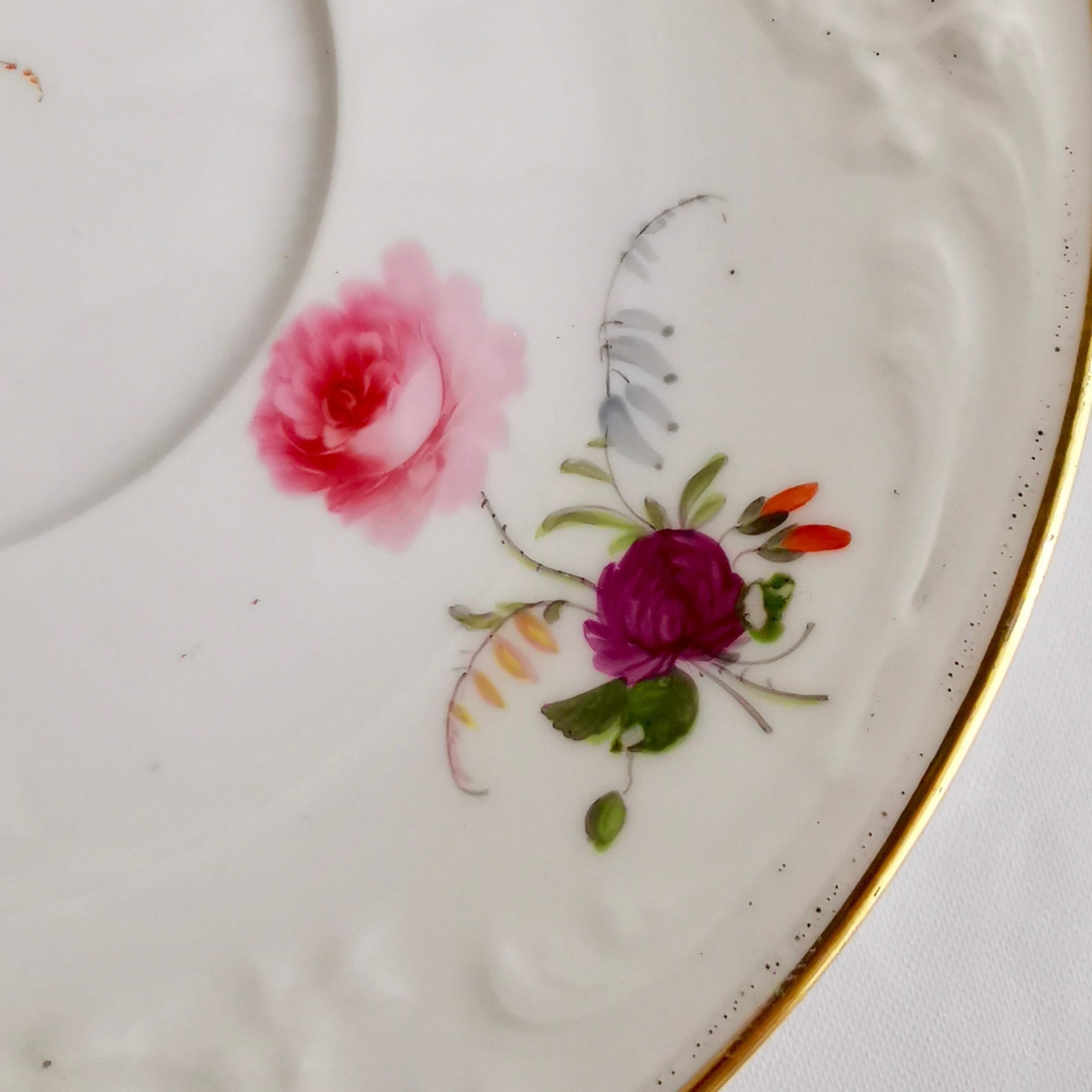 Davenport Porcelain Teacup, White with Hand Painted Flowers, circa 1820 3