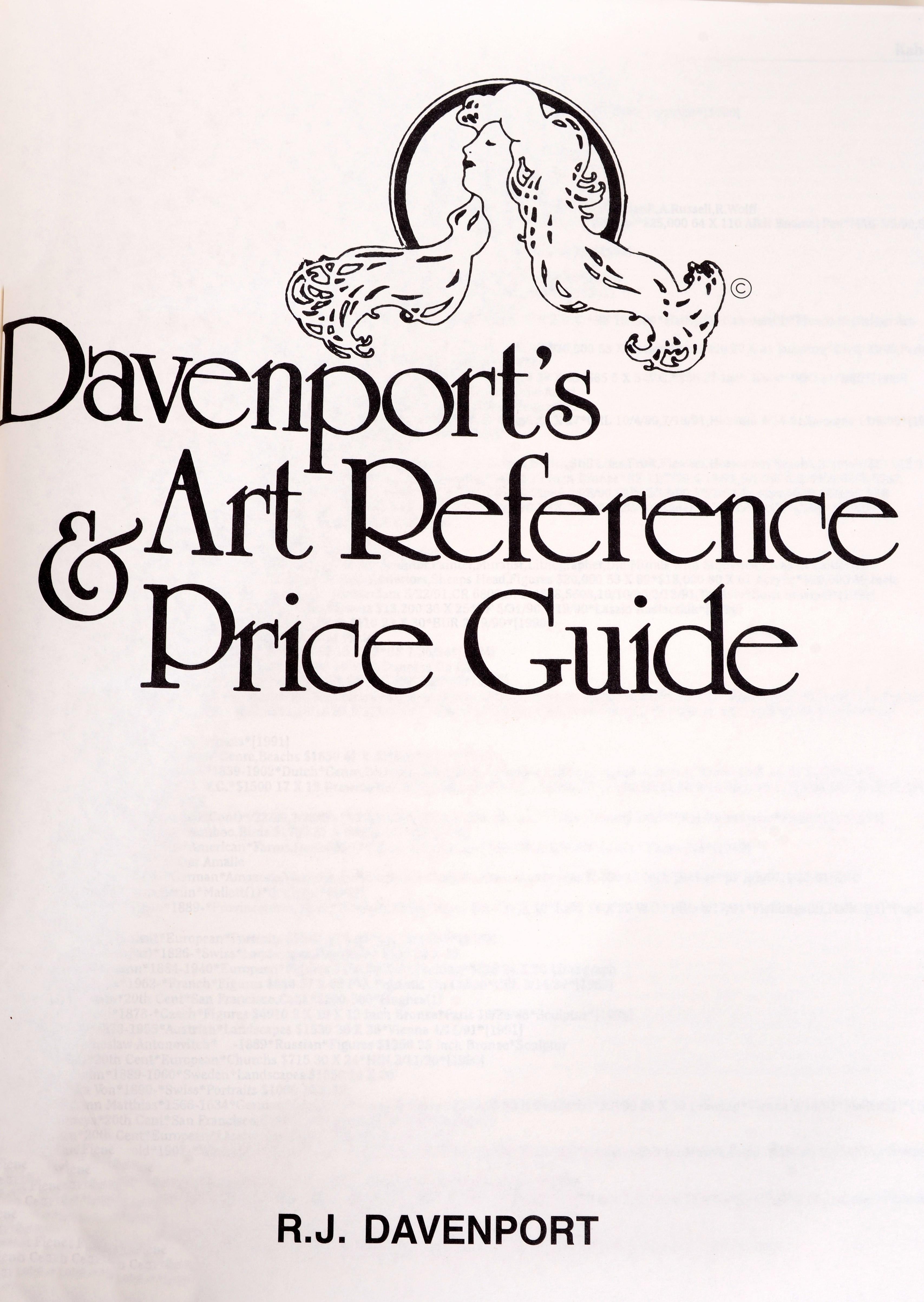 Davenport's Art Reference and Price Guide 2 Volumes by R. J. Davenport In Good Condition For Sale In valatie, NY