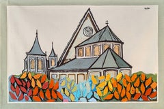 "L'Eglise De St. Genevieve" Arazzo architettonico astratto di una cattedrale