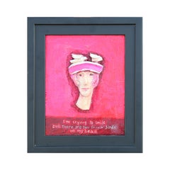 Small Red Toned Abstract Figurative Relief Portrait of a Man with Two Birds