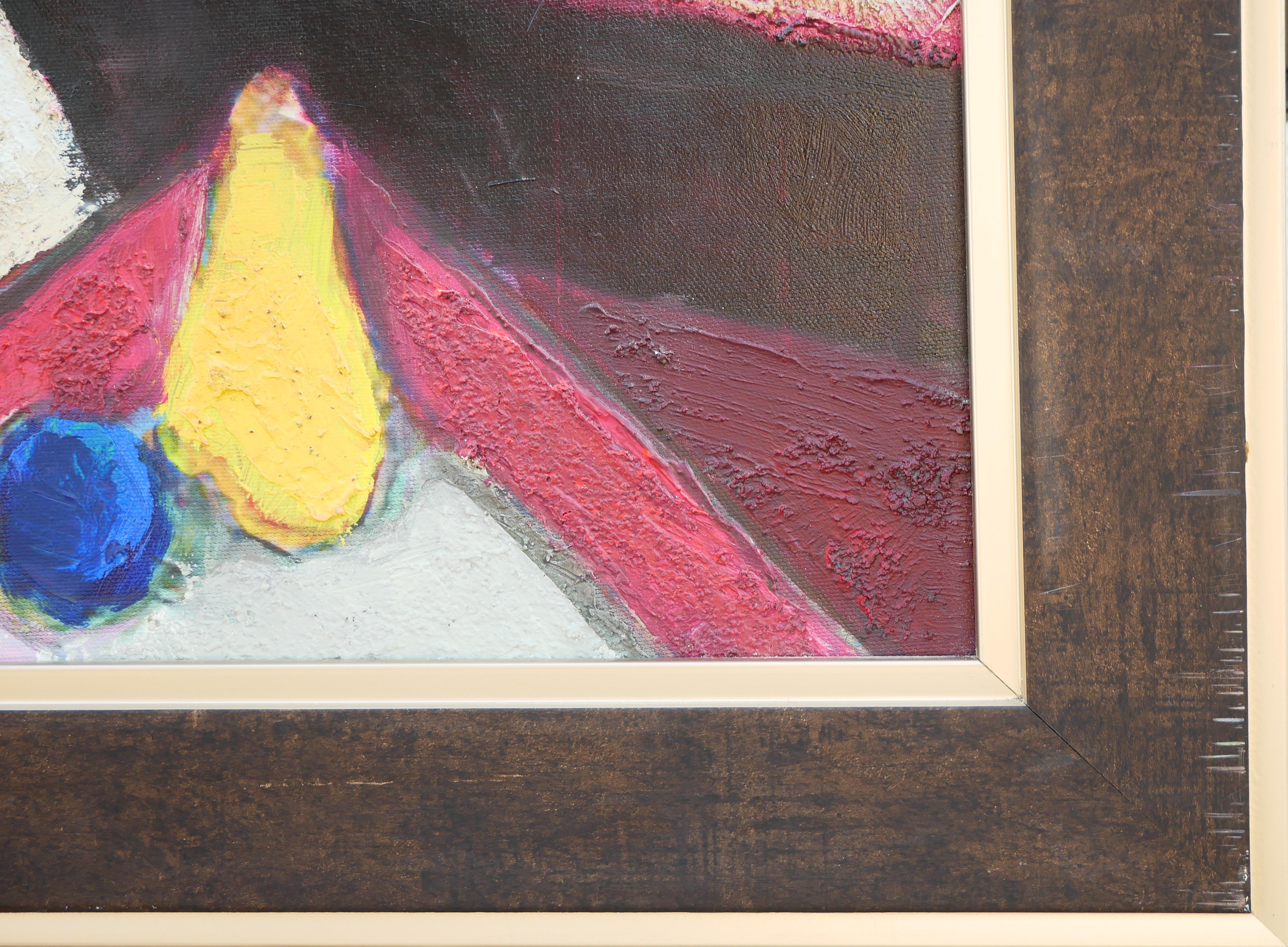 Colorato ritratto astratto moderno dipinto dall'artista David Adickes di Houston, TX. L'opera presenta un artista in abito bianco con una cravatta astratta colorata. Senza segno. Incorniciato in una splendida cornice bicolore.

Dimensioni senza