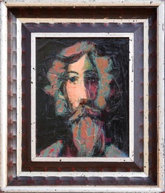 "Bearded Poet" Modern Abstract Figurative Portrait Painting of a Gentleman