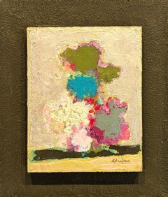 "Clump of Trees #2" Modern Abstract Teal & Green Landscape Painting on Board