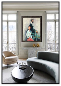 David Pryor Adickes Original Oil Painting On Board Signed Large Portrait Art