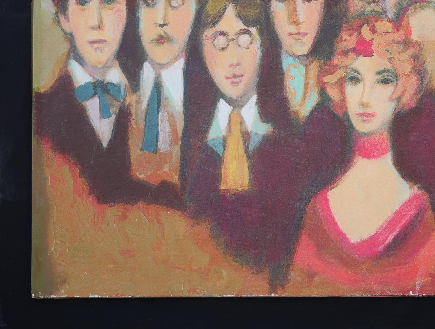 Pintura abstracta figurativa moderna en tonos verdes y rojos del artista David Adickes, de Houston, Texas. 

La obra cuenta la interesante historia de un personaje llamado Tess. Salió una noche a tomar unas copas y divertirse cuando un pretendiente