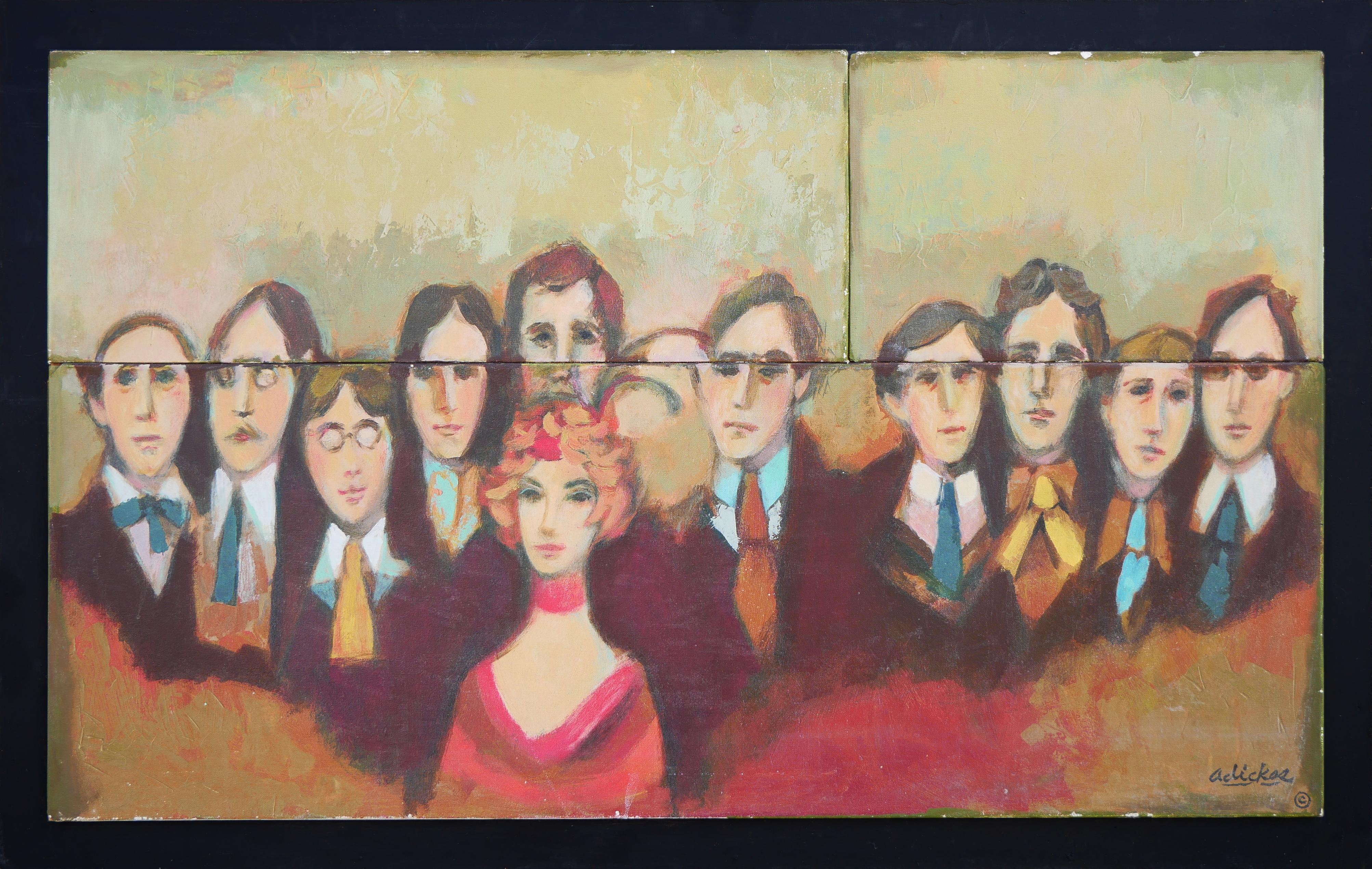 "No te metas con Tess nº 2" Pintura abstracta roja y verde con retrato