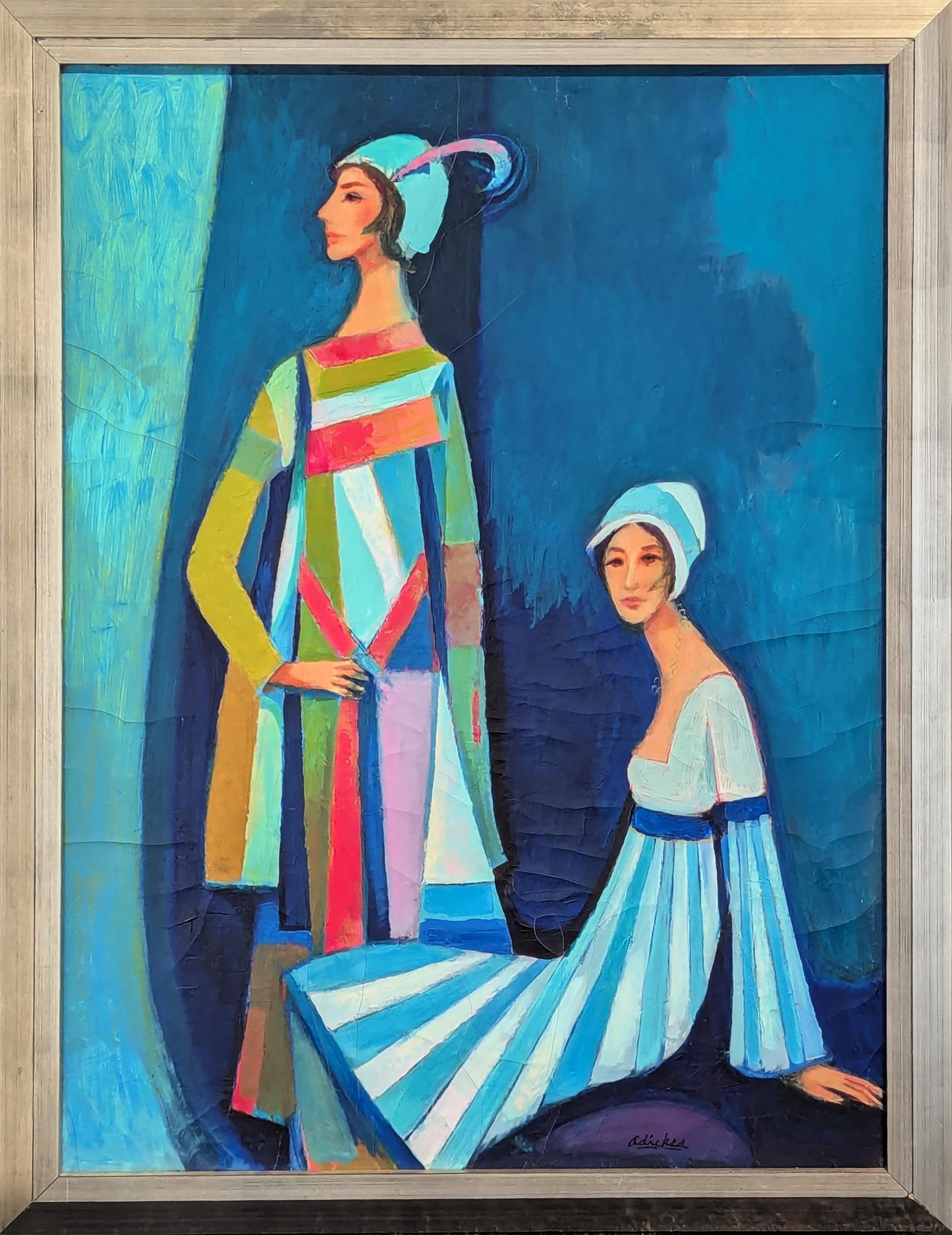 "Signore degli anni Venti" Quadro moderno a colori con ritratto femminile seduto