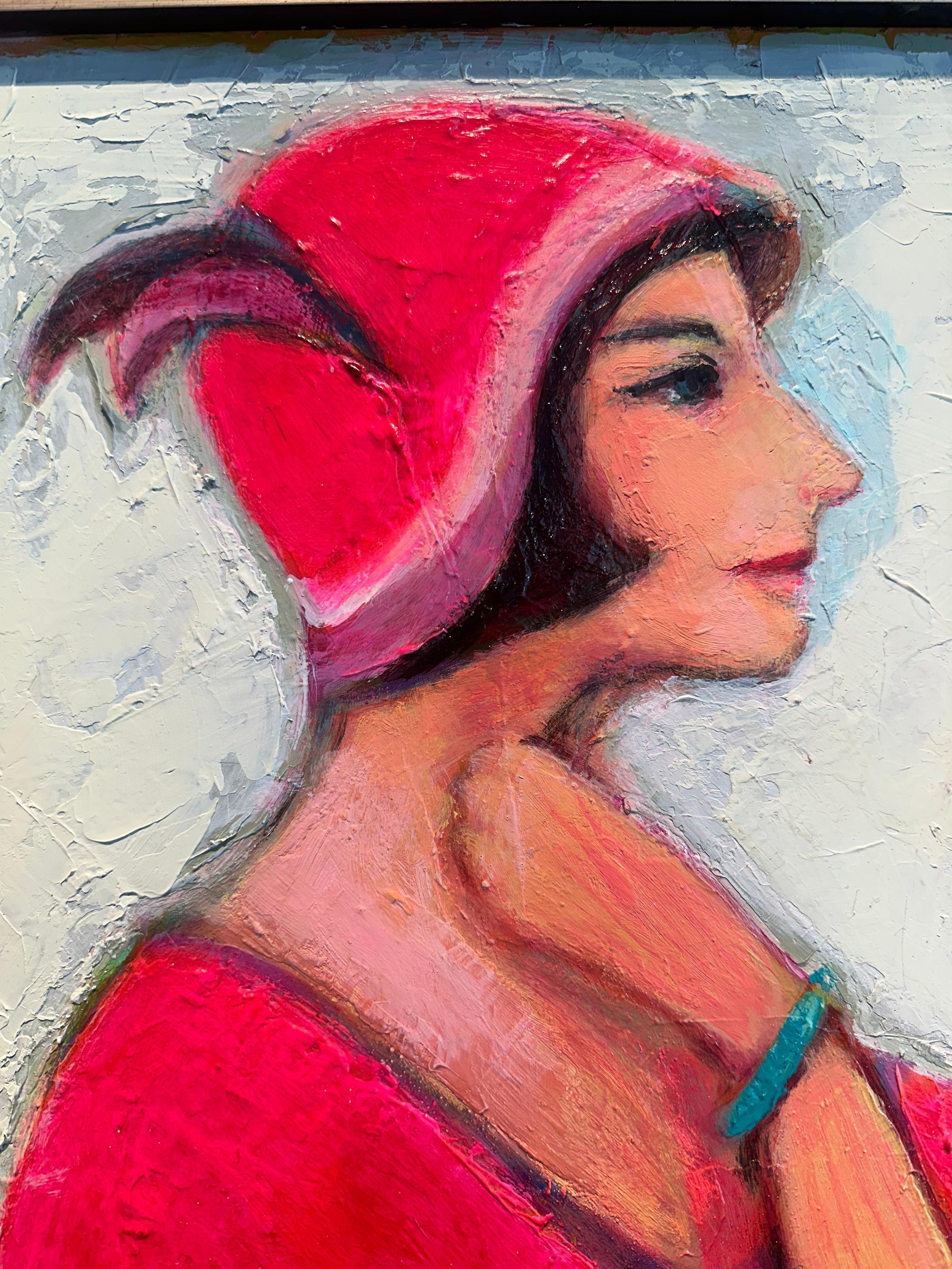 Lady In Bright Pink - Painting by David Adickes