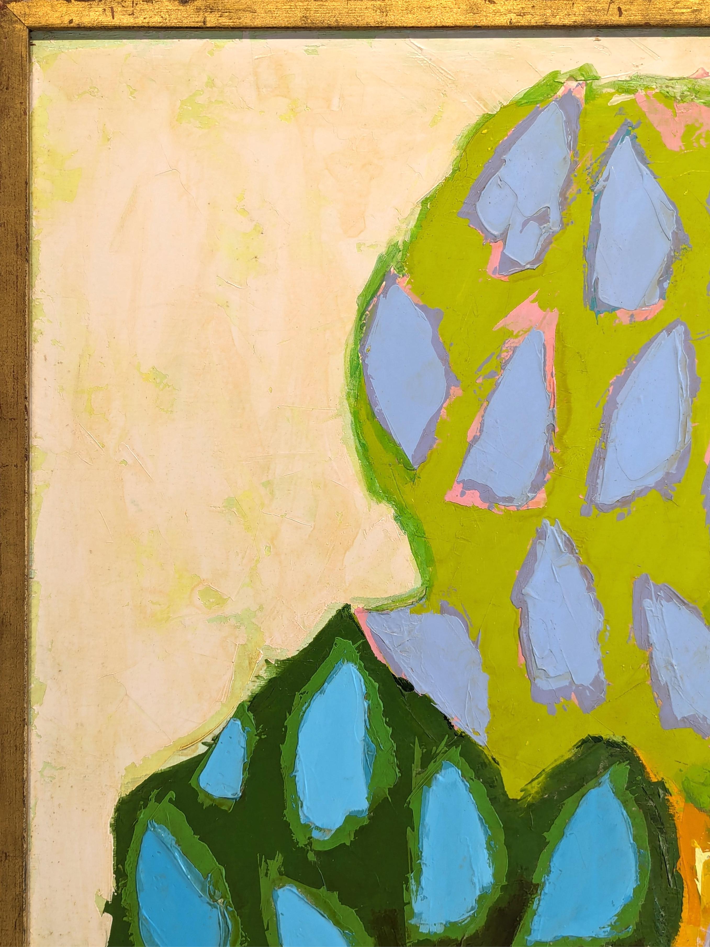 Quadro di paesaggio moderno blu, verde e verde acqua astratto con ciuffo di alberi - Painting Moderno di David Adickes