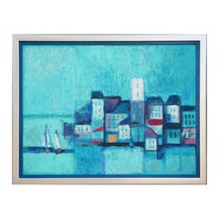 "Port Blue" Modern Abstract Landscape Painting