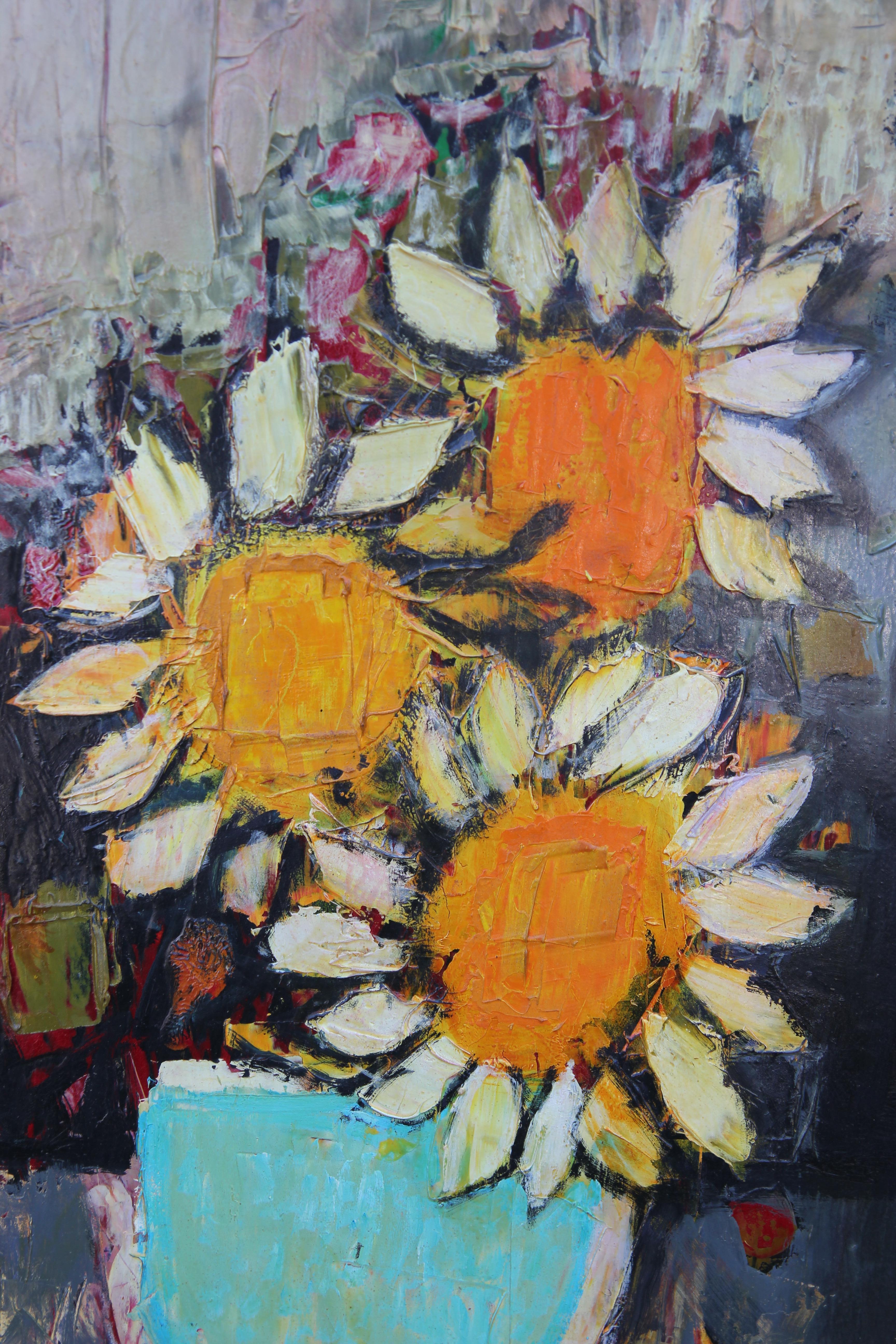 Post-Impressionist Abstract Sunflower Still Life - Painting by David Adickes