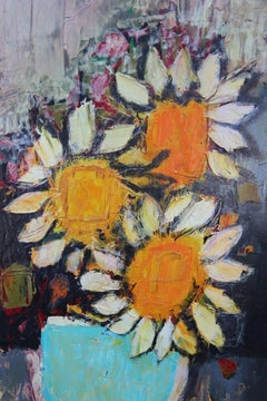 Post-Impressionist Abstract Sunflower Still Life