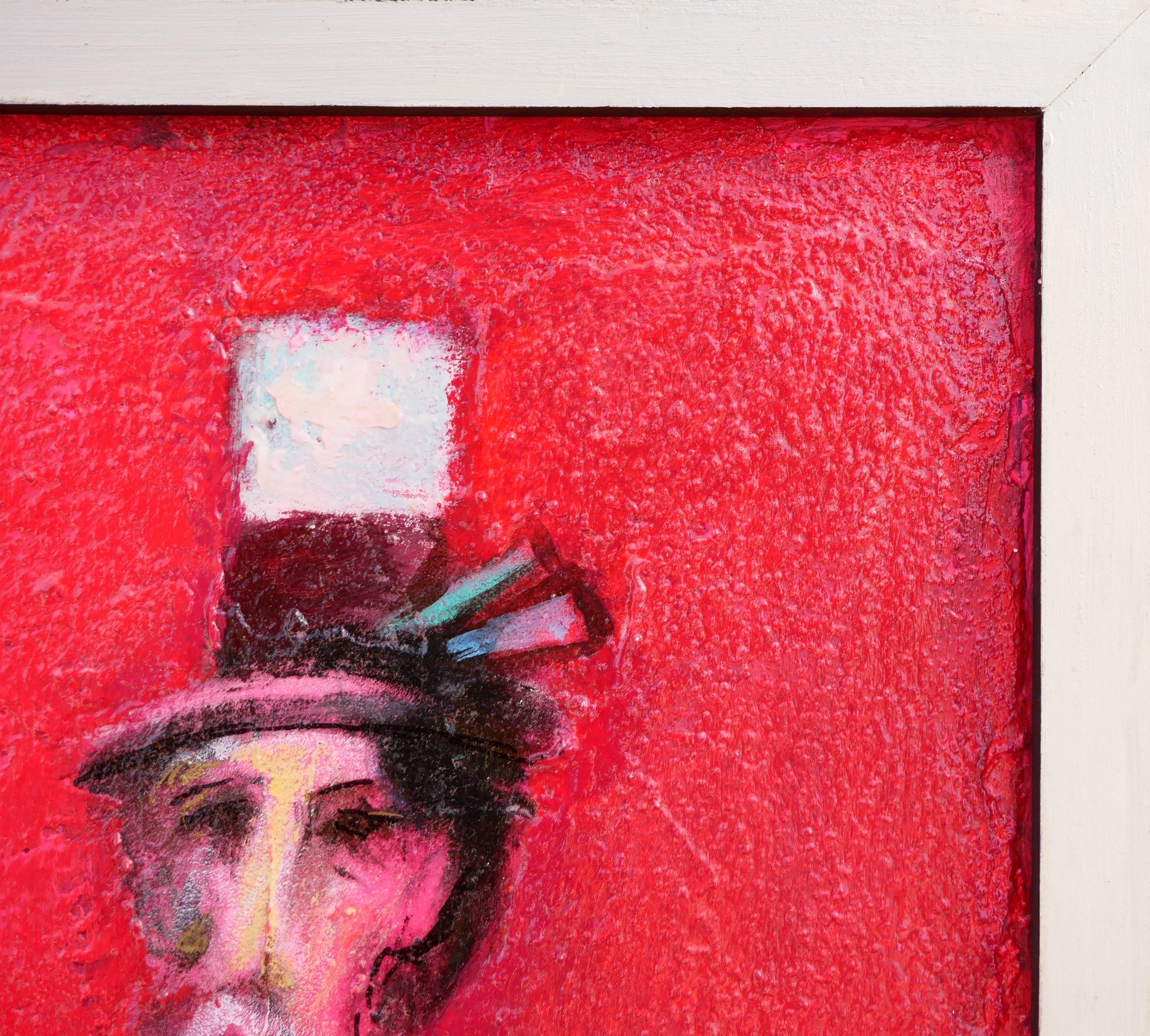 Red Toned Modern Abstract Figurative Bearded Male Portrait Painting 4