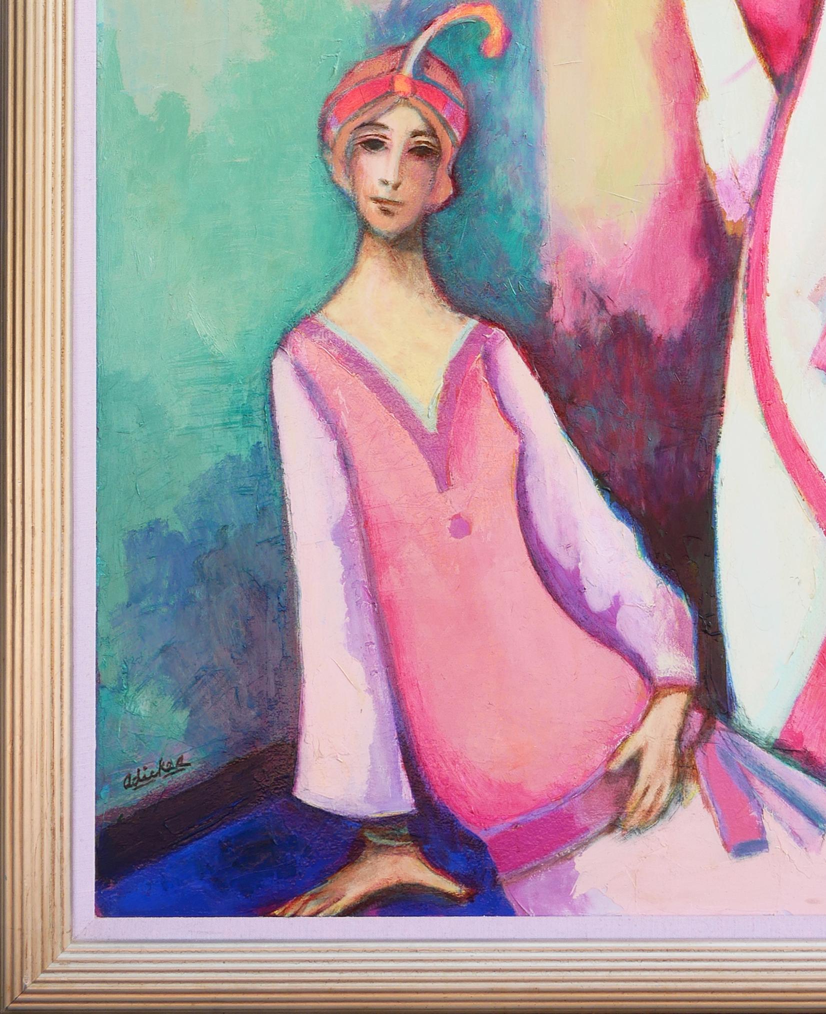 Buntes modernes, abstraktes, figuratives Porträtgemälde „Sophisticated Ladies“ 1