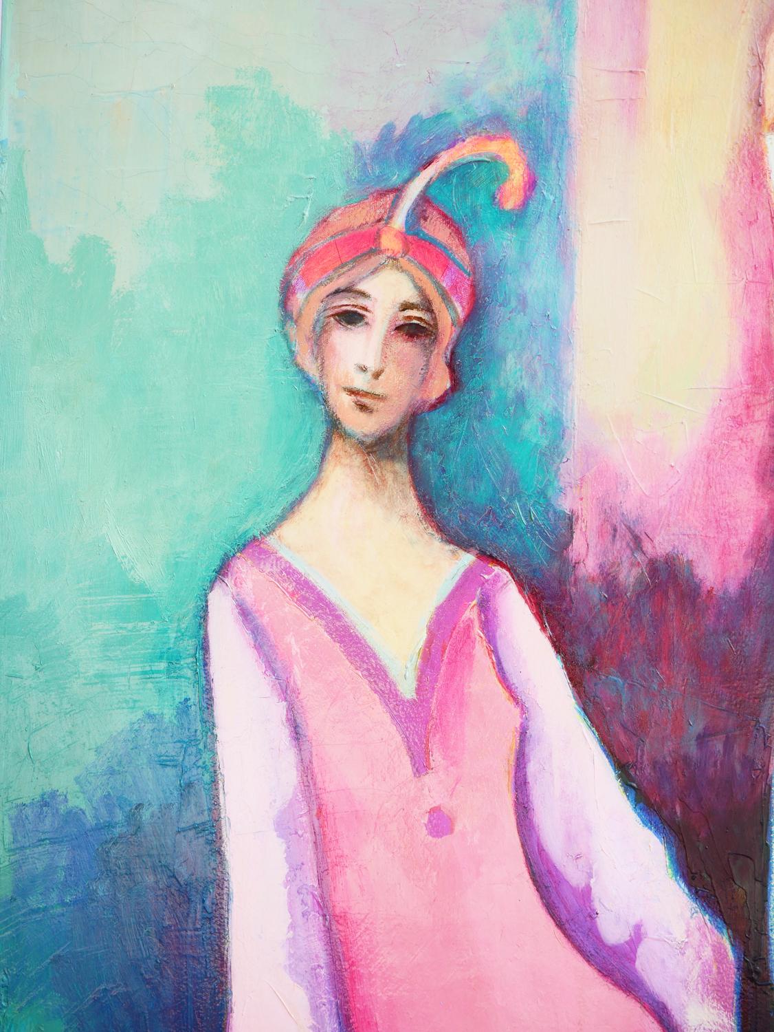 Buntes modernes, abstraktes, figuratives Porträtgemälde „Sophisticated Ladies“ 3
