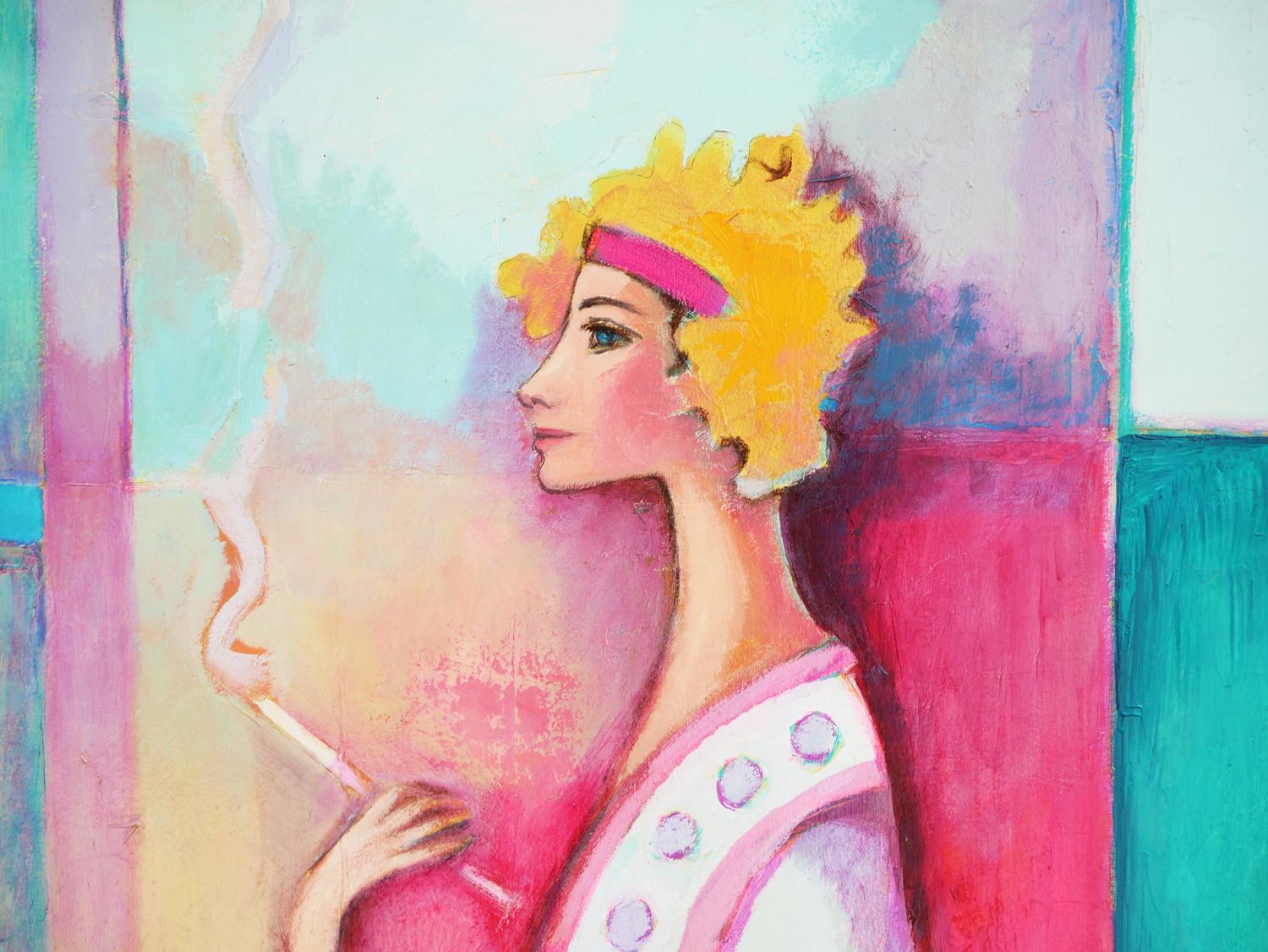 Buntes modernes, abstraktes, figuratives Porträtgemälde „Sophisticated Ladies“ 4