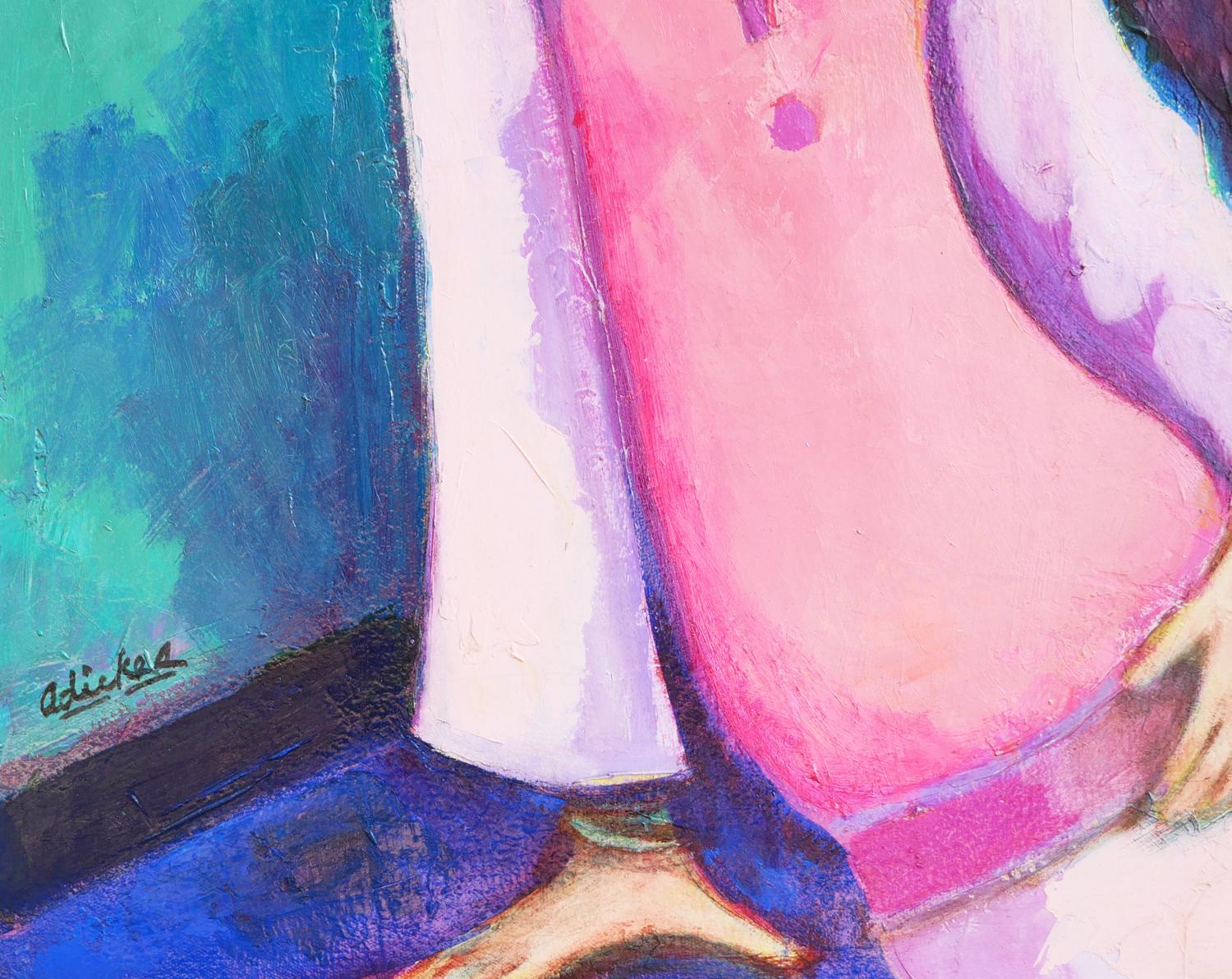 Buntes modernes, abstraktes, figuratives Porträtgemälde „Sophisticated Ladies“ 5