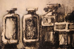 "Still Life on White, Kyoto" Black and Tan Impressionist Painting