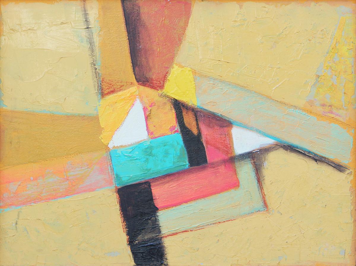 Texas Abstract Geometric Painting Yellow Teal Orange 6