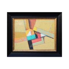 Texas Abstract Geometric Painting Yellow Teal Orange