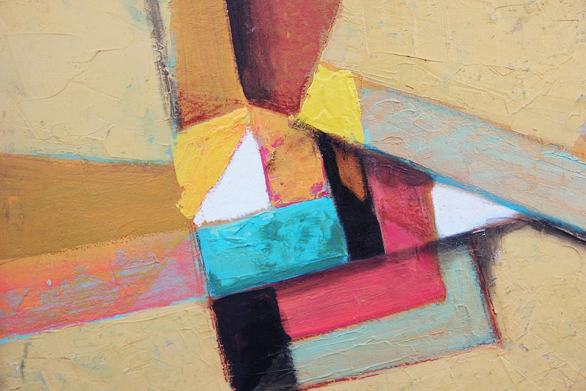 Texas Abstract Geometric Painting Yellow Teal Orange 3