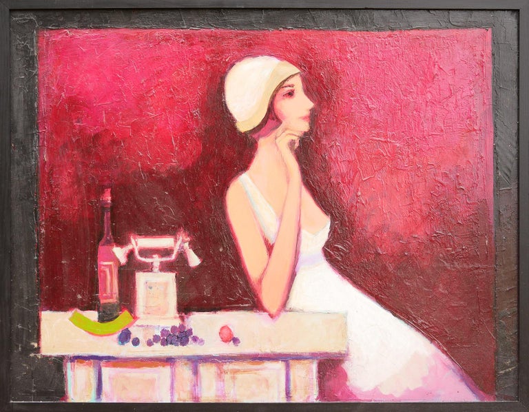 David Adickes "Woman with Pink Dress and White Hat" Abstract