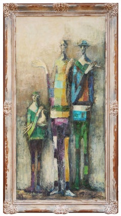 "Two Men, One Boy" Abstract Figurative Portrait Painting 