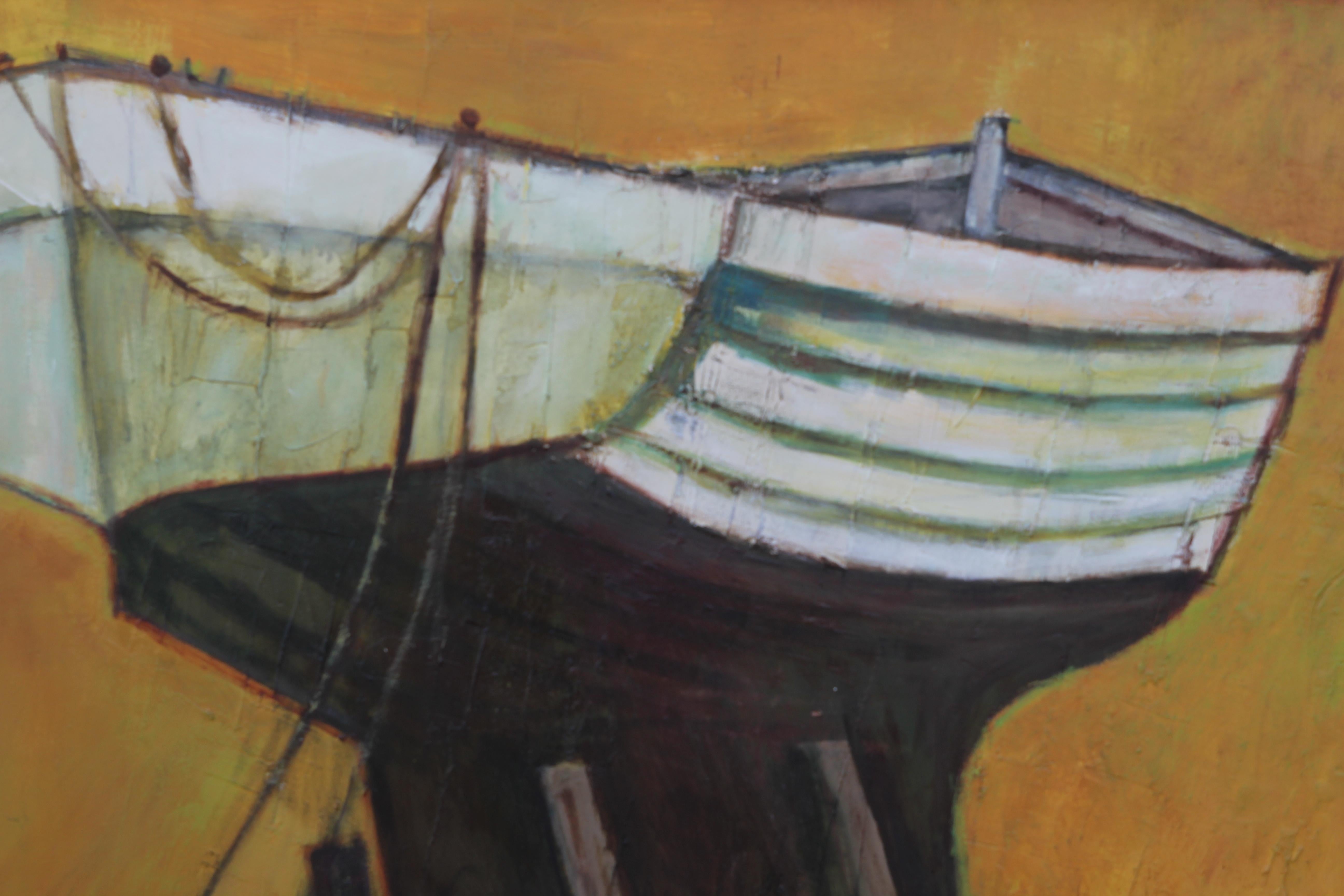 Untitled Post Impressionist Figurative Painting with a Boat  2