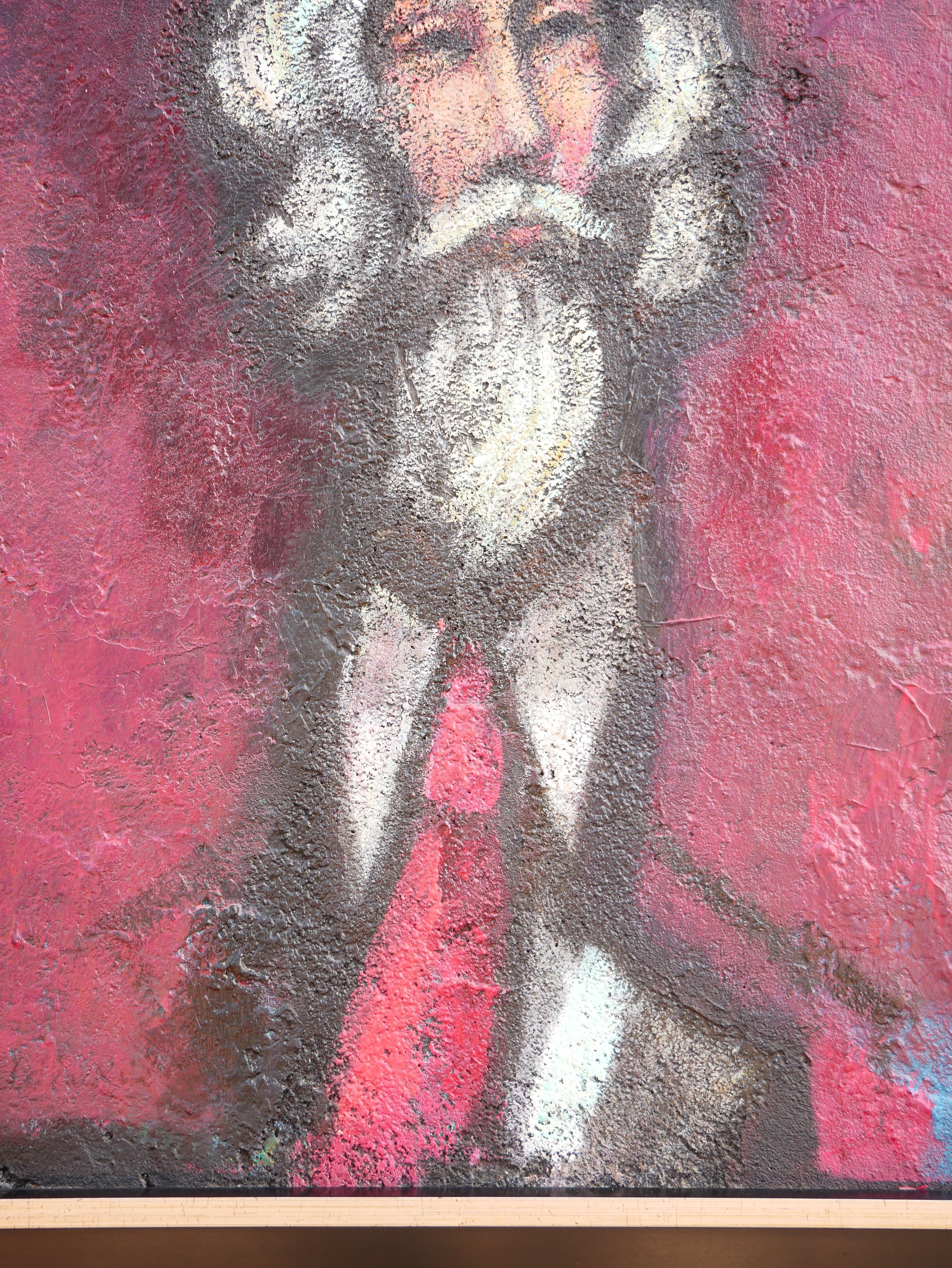 Ritratto figurativo astratto moderno dell'artista David Adickes di Houston, TX. L'opera presenta una figura maschile barbuta centrale su uno sfondo rosso. Attualmente è appeso a una cornice nera decorativa.

Dimensioni senza cornice: H. H. 17,5 x L.