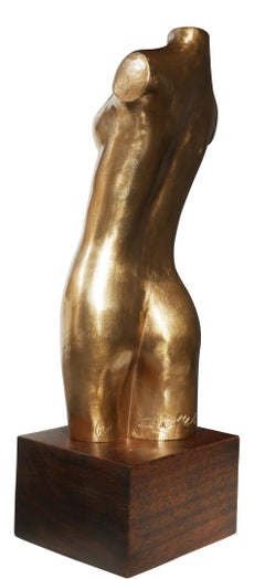 Abstract Modernist Armless Female Nude Torso Bust Bronze Sculpture
